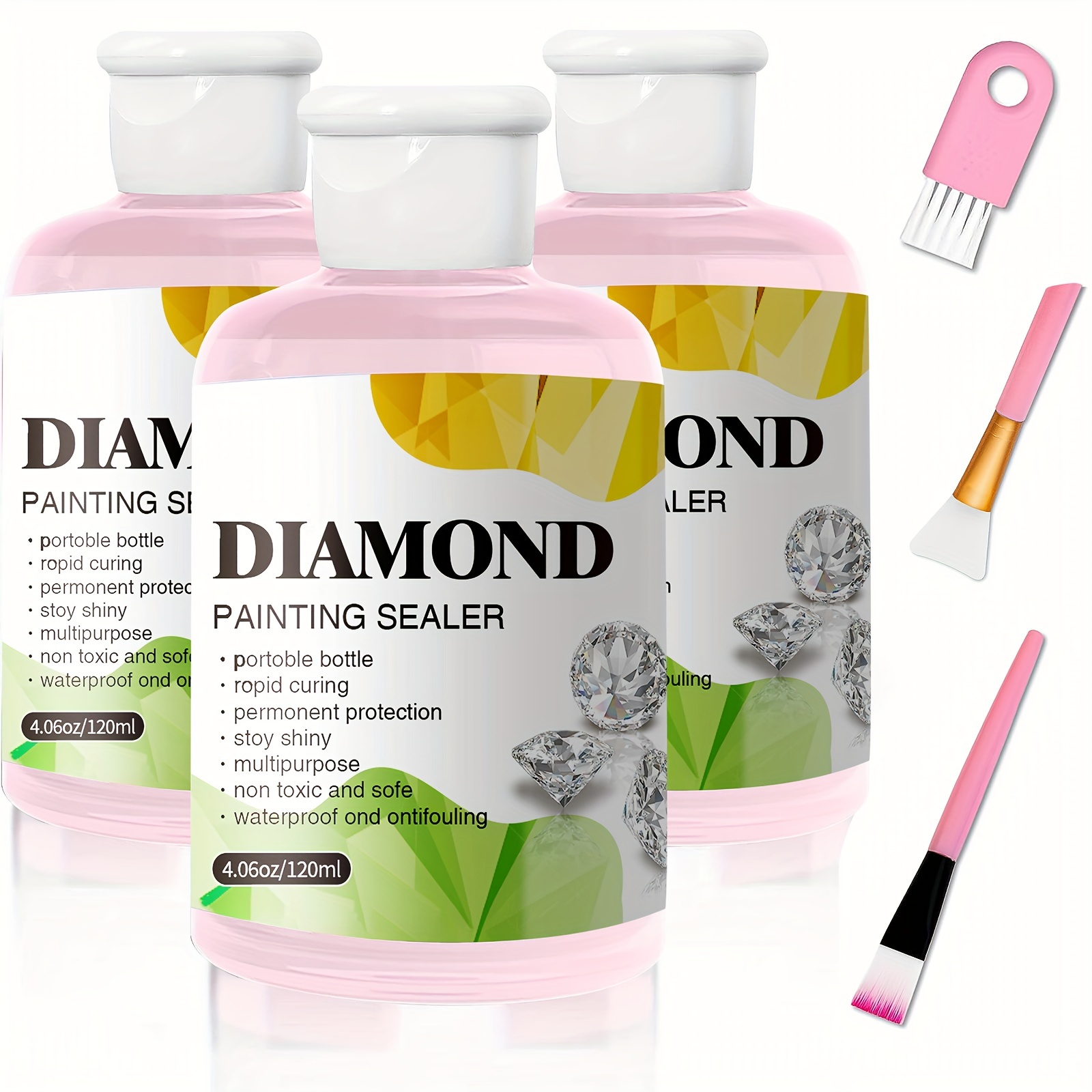 audeanor diamond painting sealer,5d diamond painting glue 120ml with sponge  head,shine effect sealer for diamond painting and puzzle