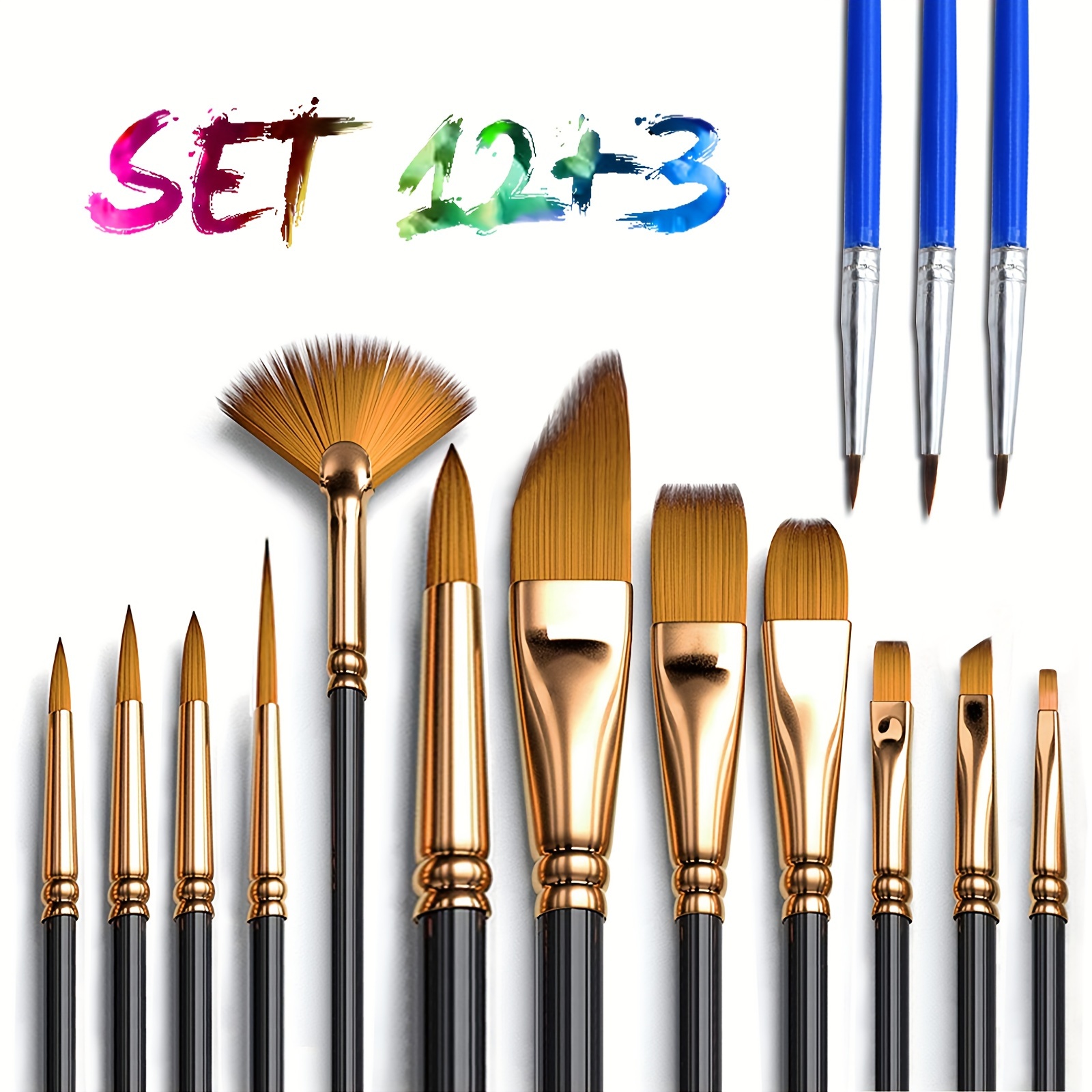 Paint Brushes Set, 20 Pcs Paint Brushes for Acrylic Painting, Oil  Watercolor Acrylic Paint Brush, Artist Paintbrushes for Body Face Rock  Canvas, Kids Adult Drawing Arts Crafts Supplies, Blue+Pink
