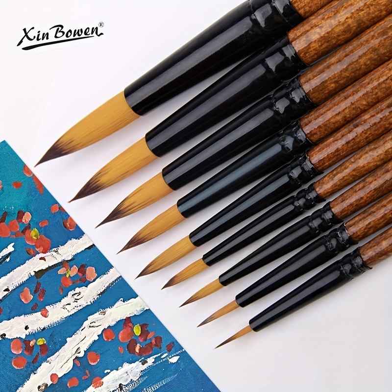 Sable Watercolor Brushes, Fuumuui 9pcs Detail to Mop Kolinsky