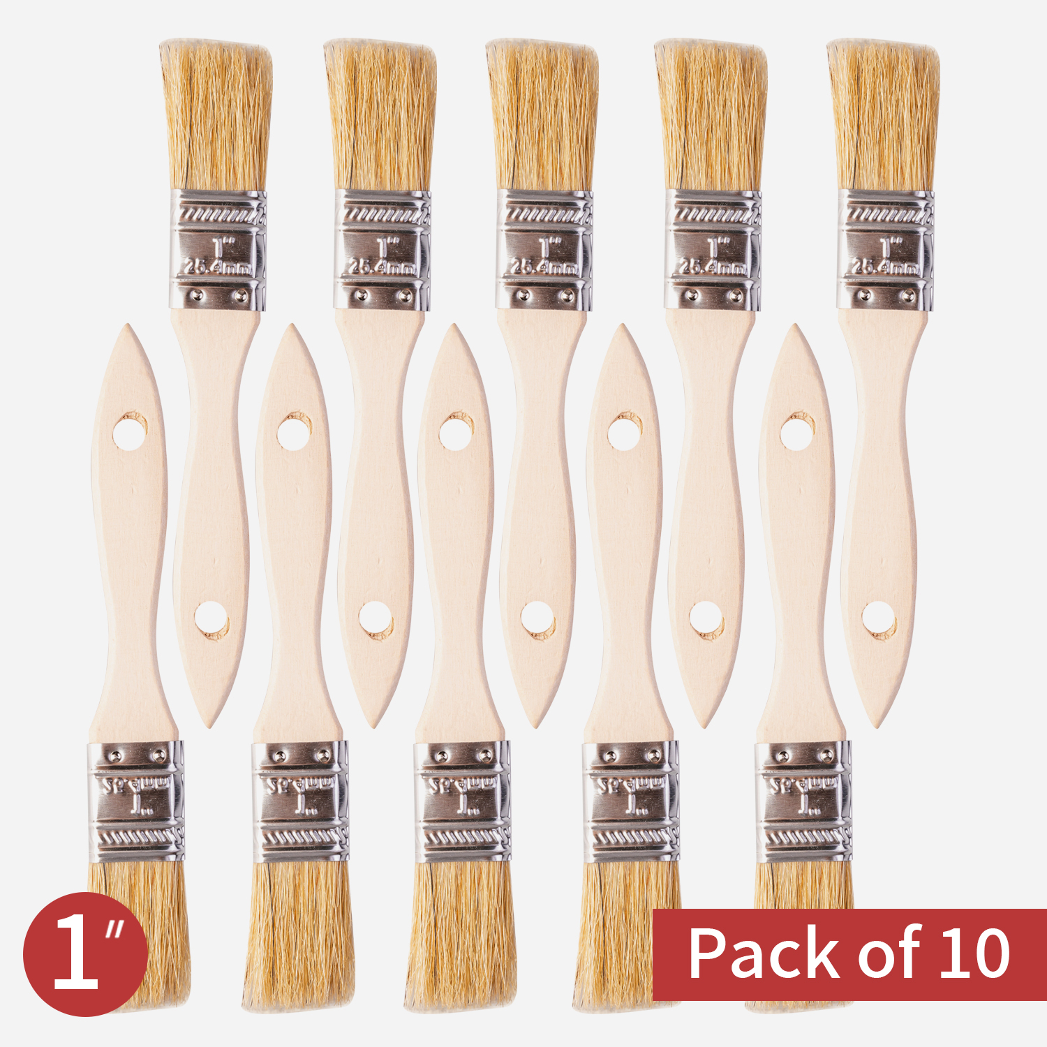 Kit De 10 Brochas Para Pintar 2.5 Pulgadas Cerdas Naturales