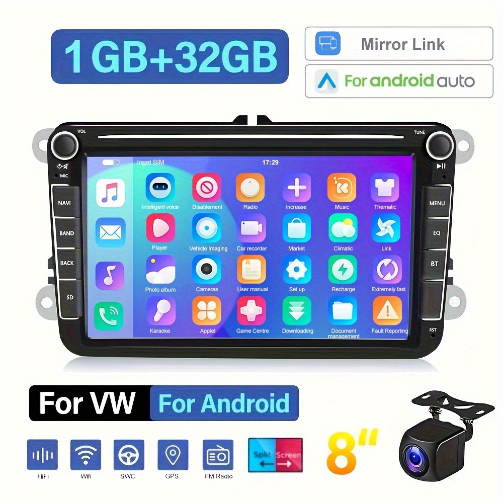 Pantalla táctil de un solo DIN estéreo para coche, Wirelss CarPlay e  inalámbrico Android Auto 8-Core 2G+32G Receptores de audio de coche de  pantalla