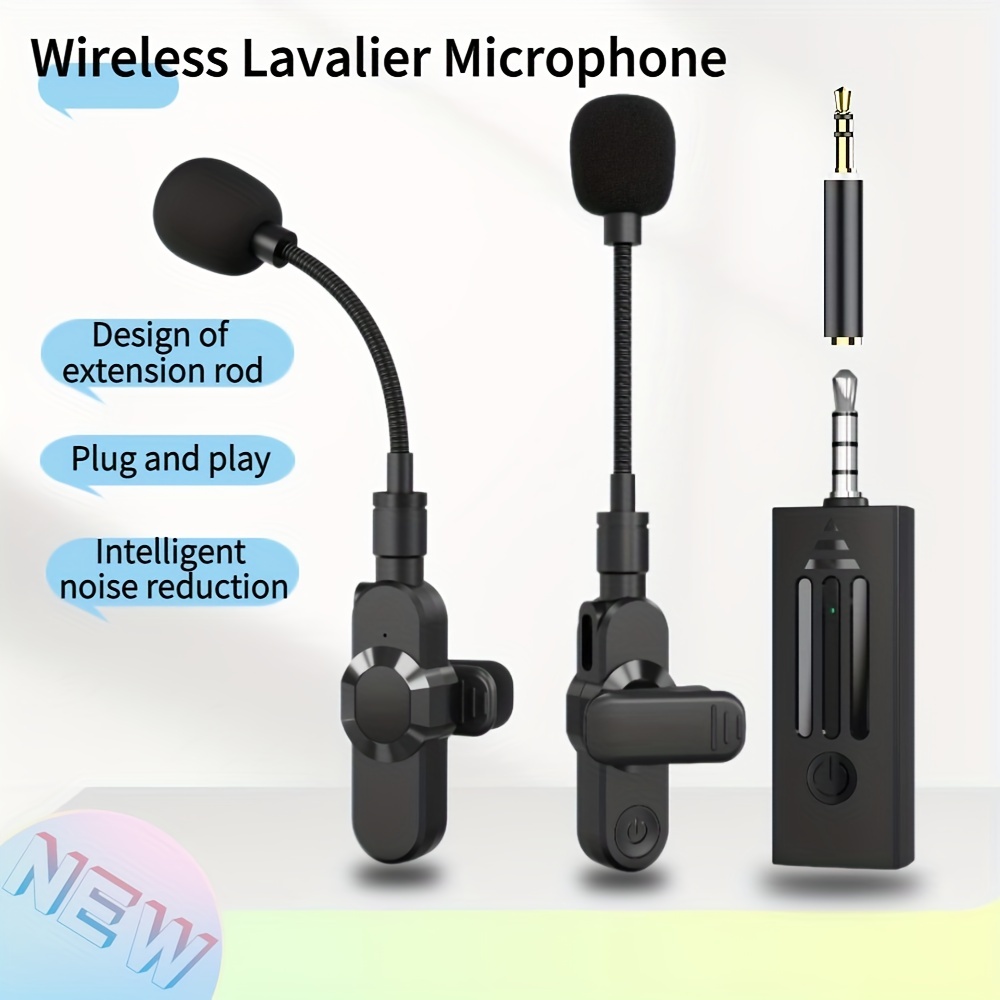 Wireless Lavalier, 3.5Mm Lapel Microphone Intelligent Noise Cancelling  Professional Video Capture Lav Mic, Clip-on Microphones for r  Interview