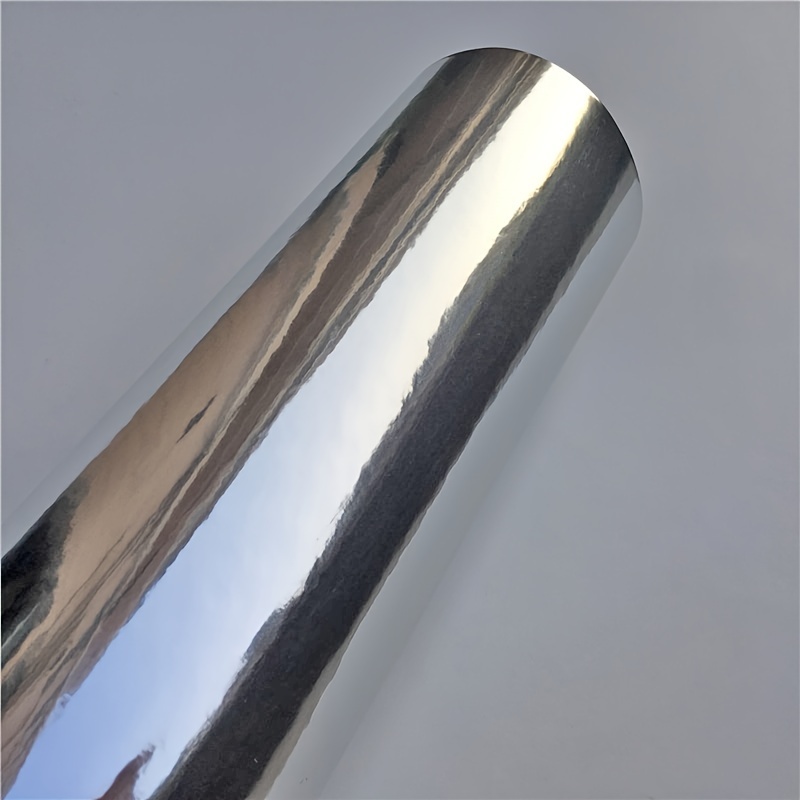 Lámina adhesiva de vinilo plateado con espejo cromado, autoadhesiva (15 x  60 pulgadas)