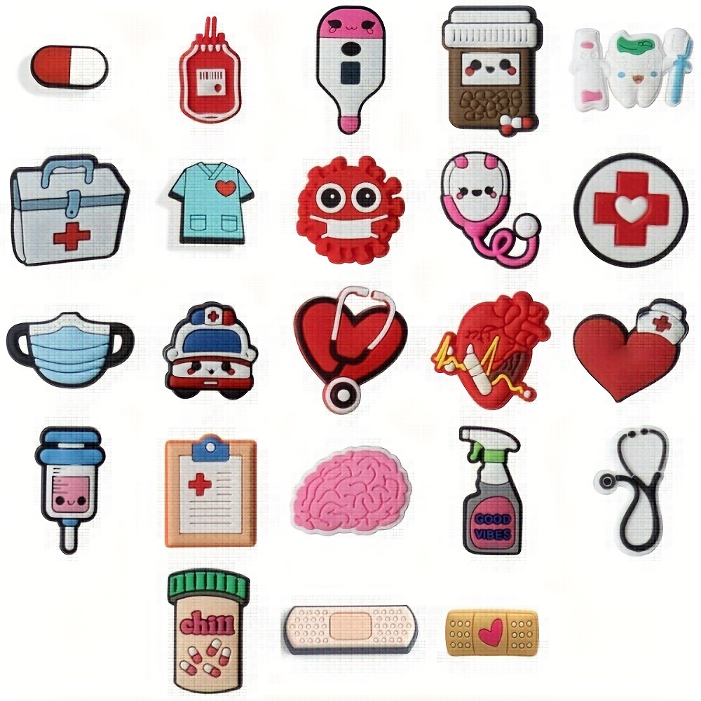 Comprar 43 Uds. Serie médica dibujos animados PVC zapatos dijes  decoraciones para accesorios Crocs