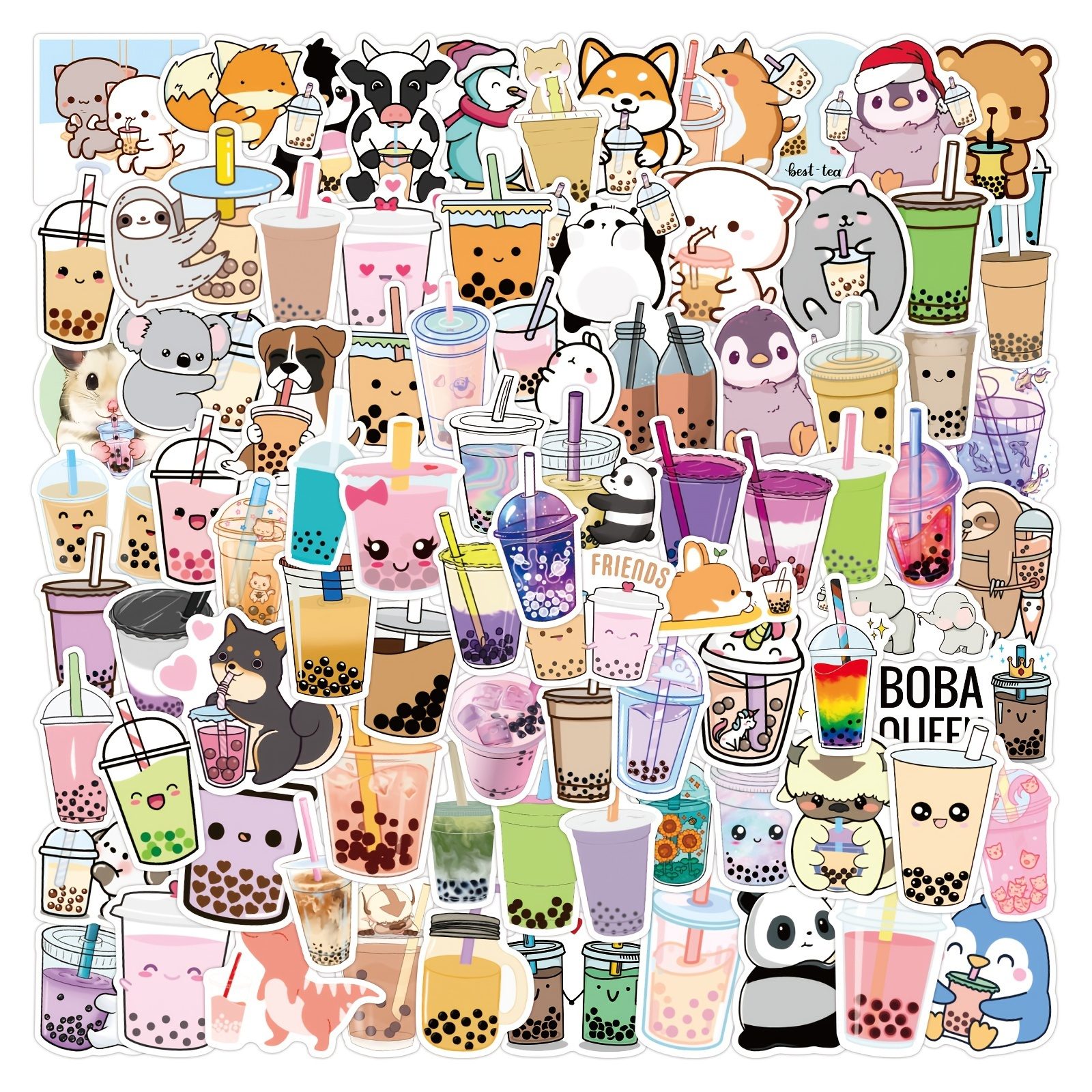 Boba Stickers 105PCS Kawaii Bubble Tea Stickers,Drink Stickers, Vinyl Cute  Tea Stickers Gifts,Asthetic Stickers,Water Bottle Sticker Pack for Teens