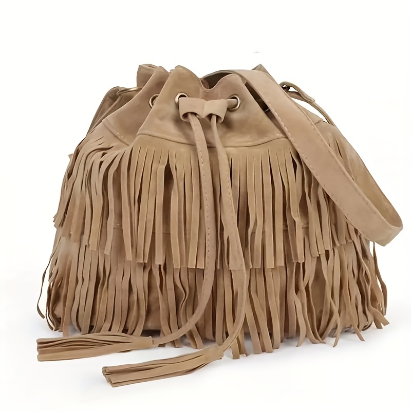 HDE Leather Envelope Fringe Shoulder Bag Tassel Crossbody Handbag