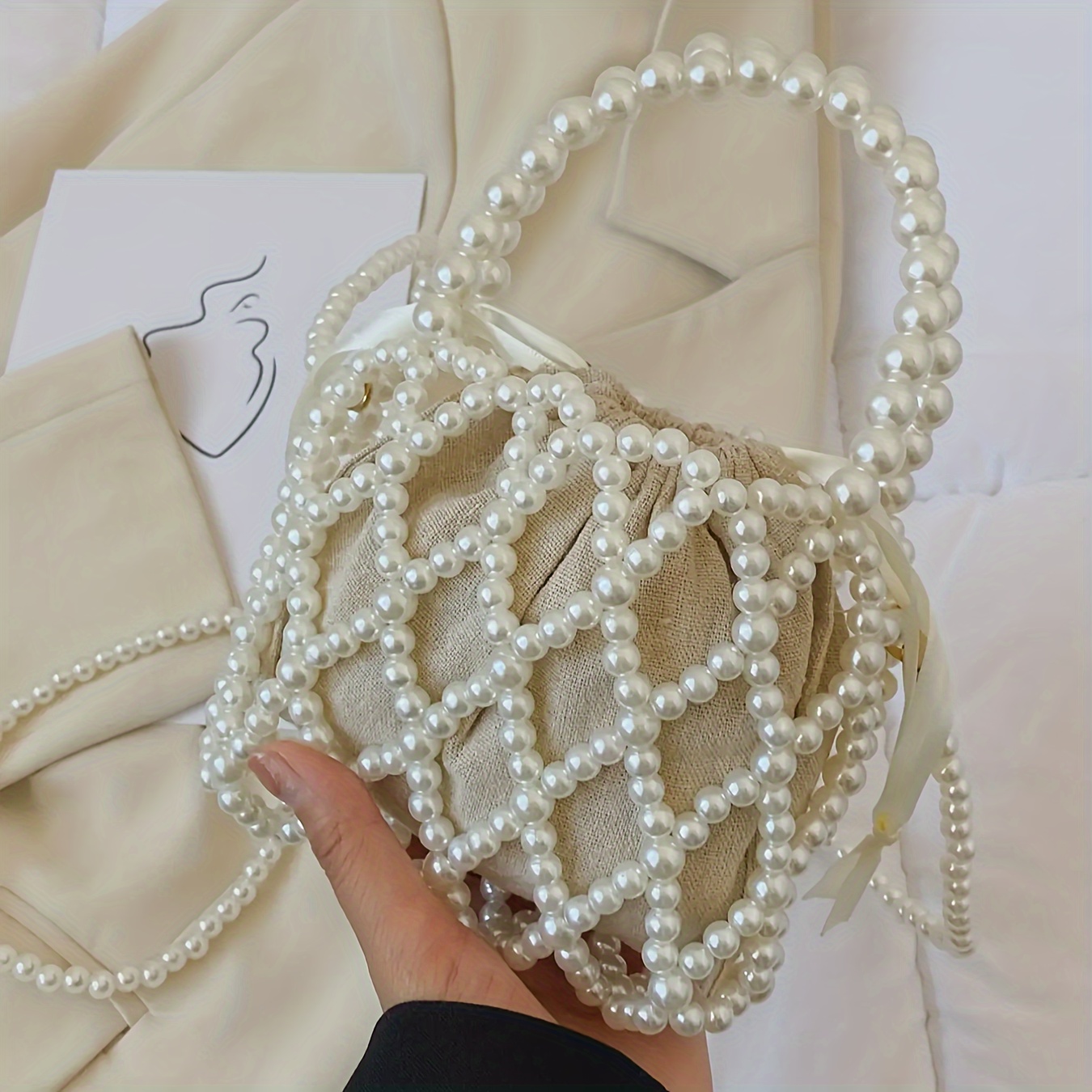Fashionable Casual Faux Pearl Mini Purse Hanging Decoration