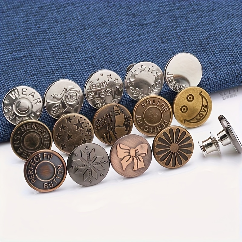 Metal Jeans Button Personality Retro Flat Bottom Nail free - Temu