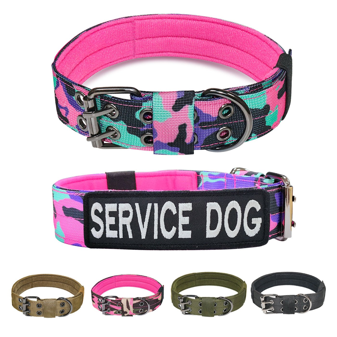 Personalized Tactical Dog Collar Handle with Name Phone Number Tags, Custom  Military Pet Collars for Medium Large Breeds