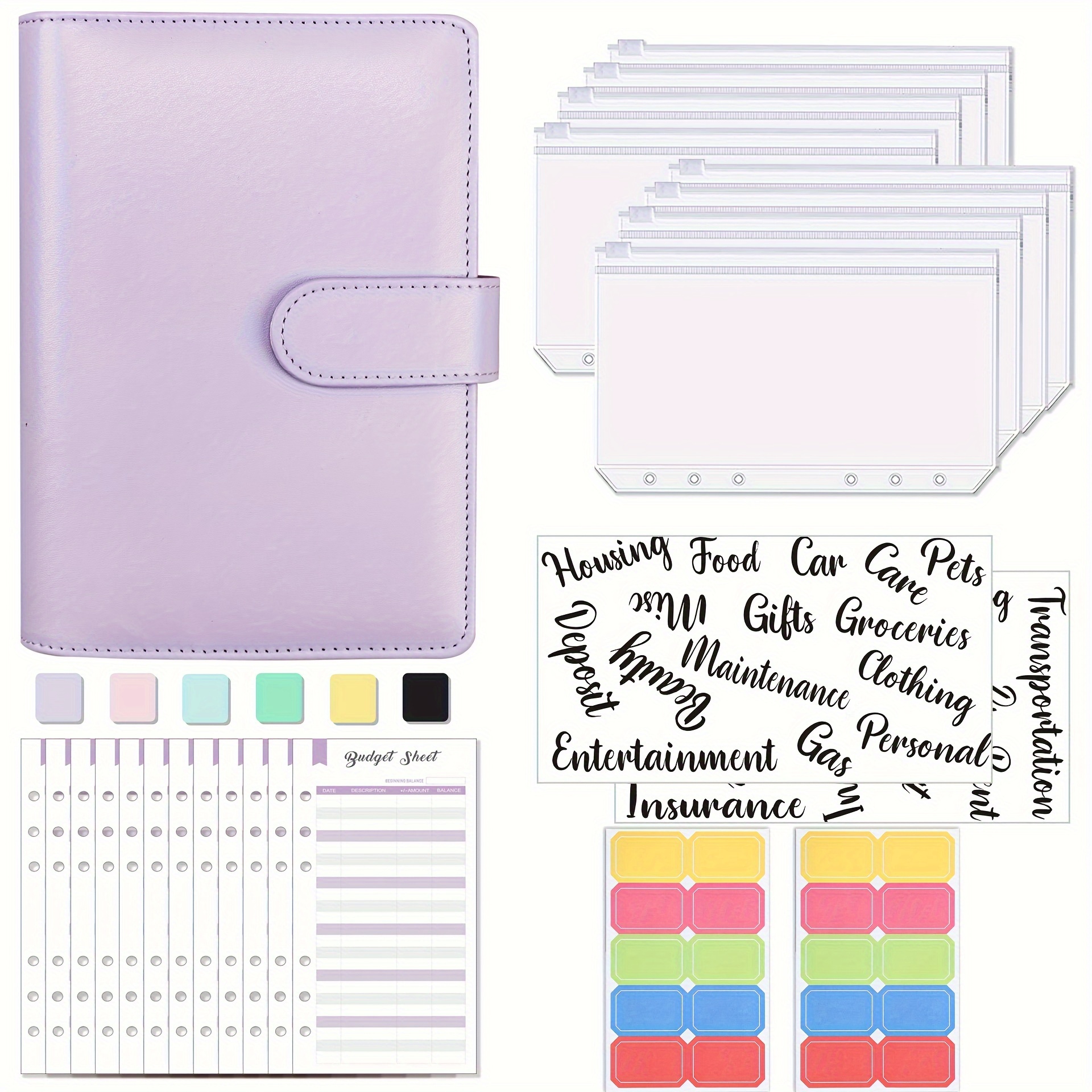 48 Fogli Raccoglitore Budget Planner, 6 Anelli Agenda Porta Soldi Budget  Binder, A6 Budget Sheets Fogli Budget Planner Tracker di Denaro, per Buste  di Contanti, Organizer per Budgeting (6 Colori) : 