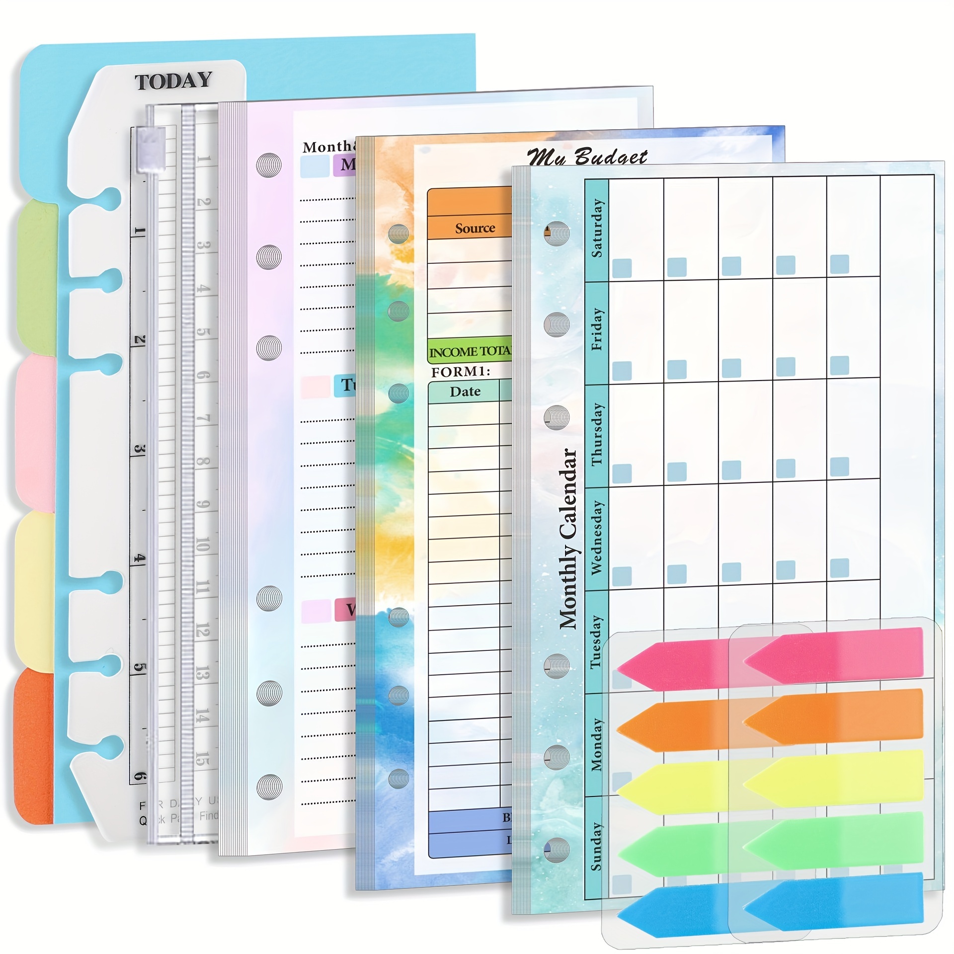 A6 Daily Planner Organizer 6 Rings Binder Notebook Refills Pages