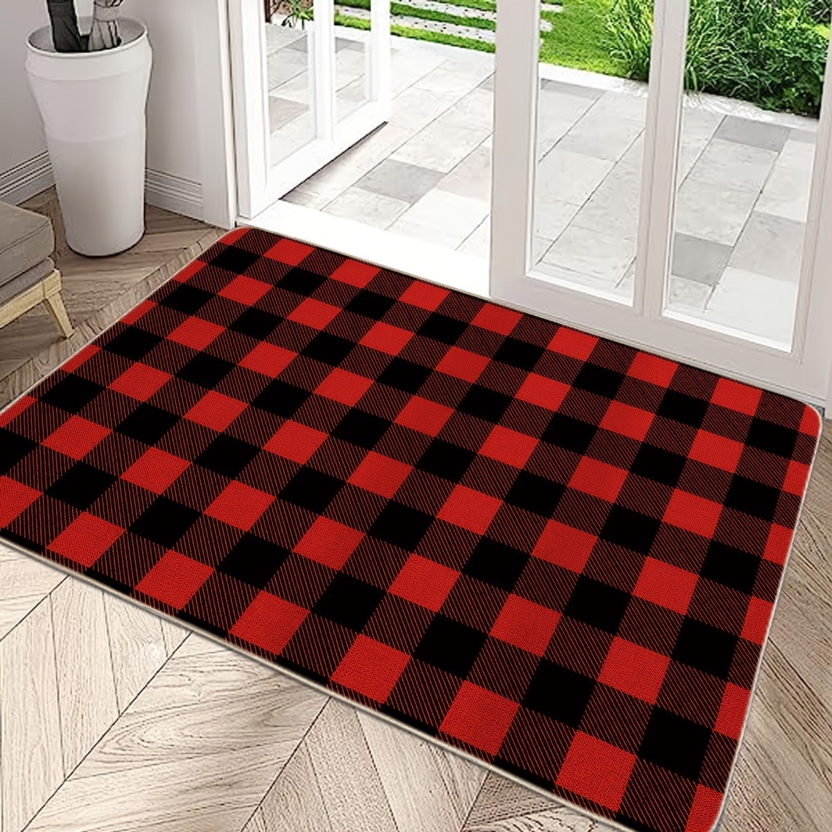  Welcome Mats for Front Door-Outdoor Indoor Kitchen Mat Retro  Black and White Buffalo Plaid Door Mats for Home Entrance Non-Slip Bathroom  Rugs Washable Floor Mats for Sink/Porch 16x24inch : Patio, Lawn