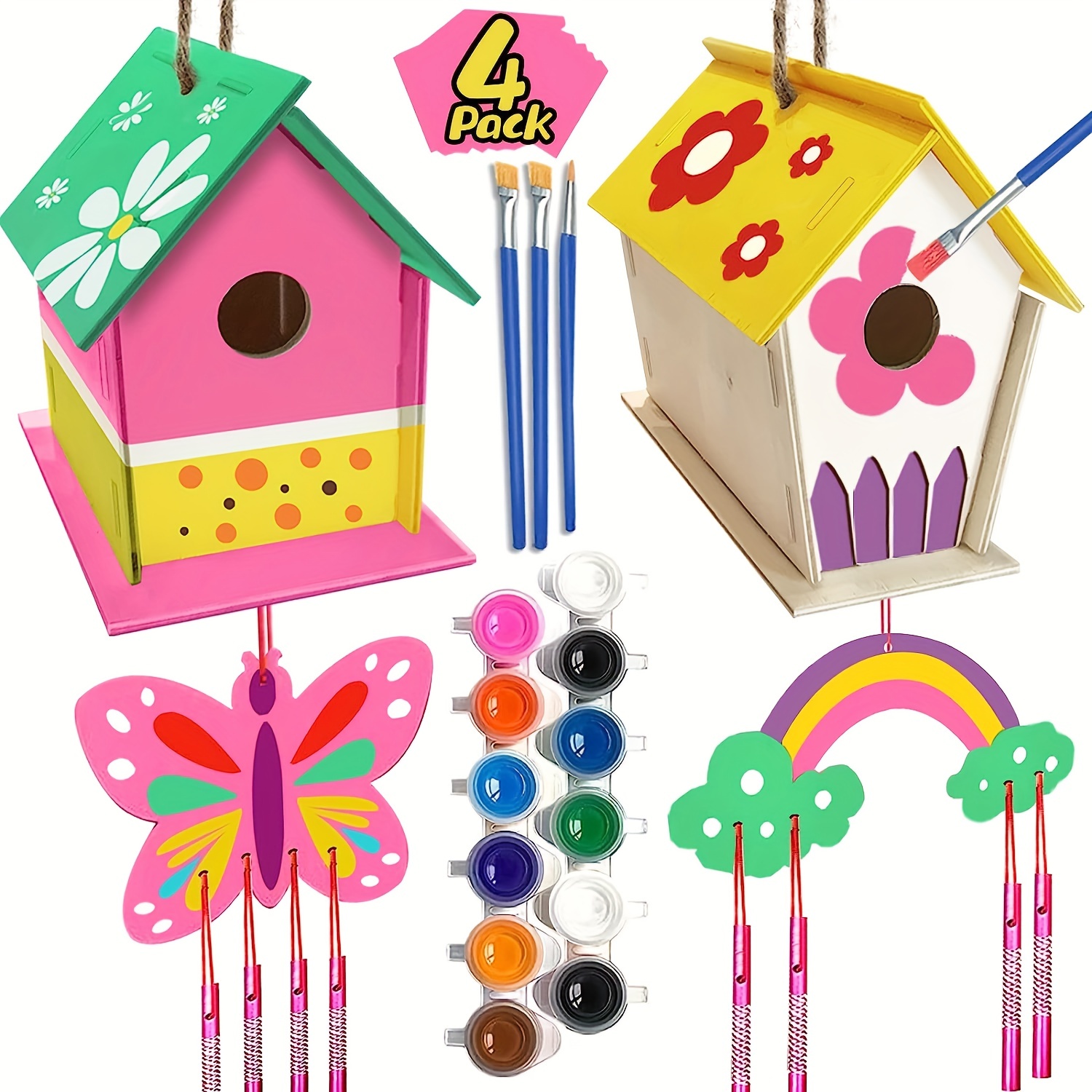 Diamond Painting DIY Wind Chimes for Kids - Diamond Art Stickers & Wood Craft Kit w/ Diamond Art for Children Ages 6 - 7 - 8 - 9 - 10 - 11 - 12 - AR