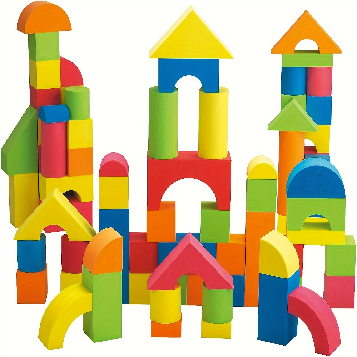 UNIH Building Blocks for Toddlers 1-3, Foam Blocks Toys Soft Blocks Gifts  Toys Set for 1 2 3 4 Year Old Boy Girls (46PCS)