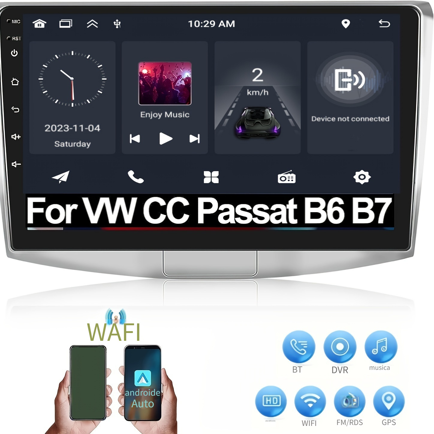  4+64G Android 13 Estéreo de coche con Apple Carplay Android  Auto, pantalla táctil HD de 10.1 pulgadas, radio de coche de 8 núcleos con  enlace de espejo WiFi/4G GPS Bluetooth FM/AM/RDS