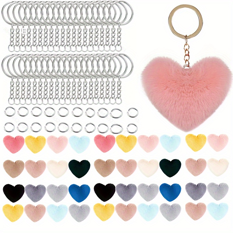 pom pom keychain bulk Gifts for Women Soft Heart Shape Pompon Fake
