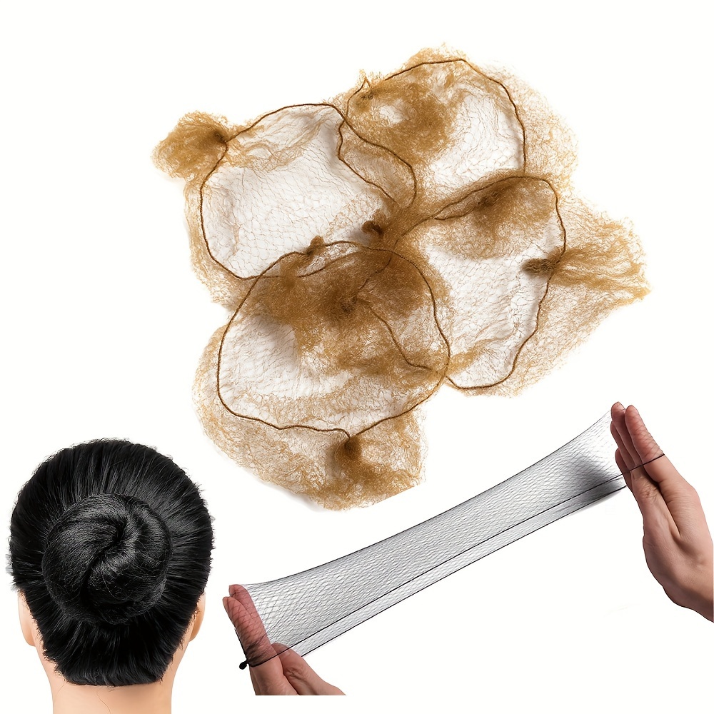 Filet à cheveux 100 pièces, filets à cheveux élasticité maille élastique  invisible pour service alimentaire, chignon de ballet, sommeil, femmes et  perruque (100, noir) 