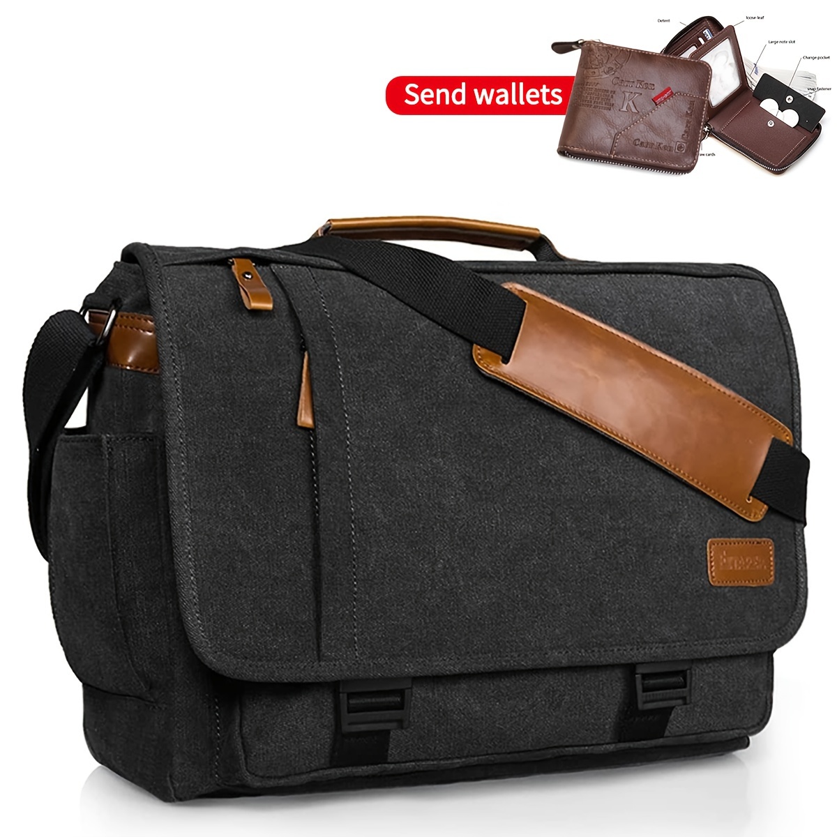 BusinessComputer Messenger Bag, Canvas Laptop Shoulder Bag For Travel Work,  Portable Unisex Office Bag