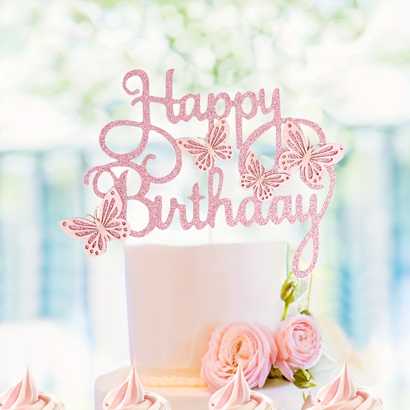 11 farfalle decorative tridimensionali per torte, cupcake, decorazione per  torta di compleanno, per ragazze, festa di compleanno (rosa)