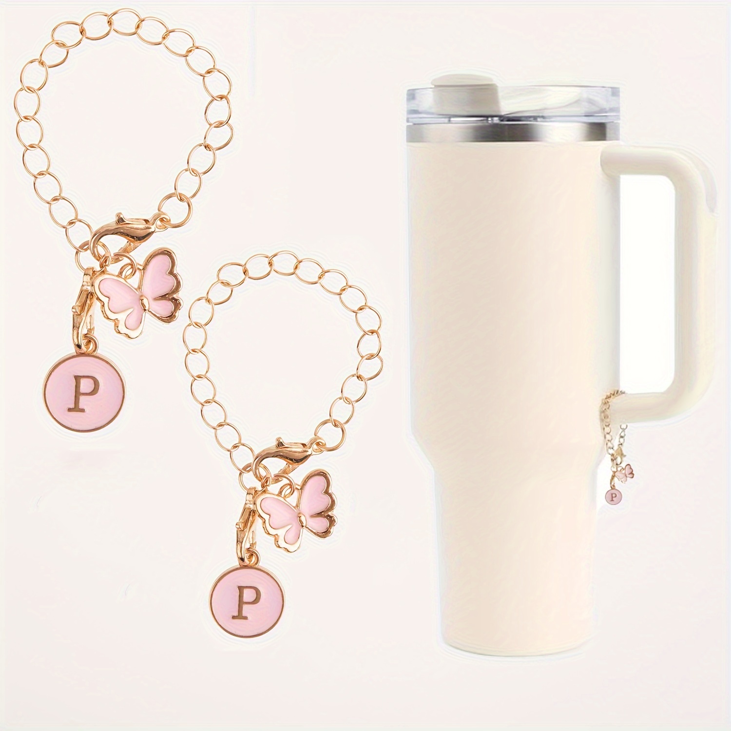 2PC Stanley Cup Charms,26 Letter Charm Stanley Cup Accessories,Suitable For  Simple Modern And Hydro Flask Tumbler,Water Cup Handle Identification