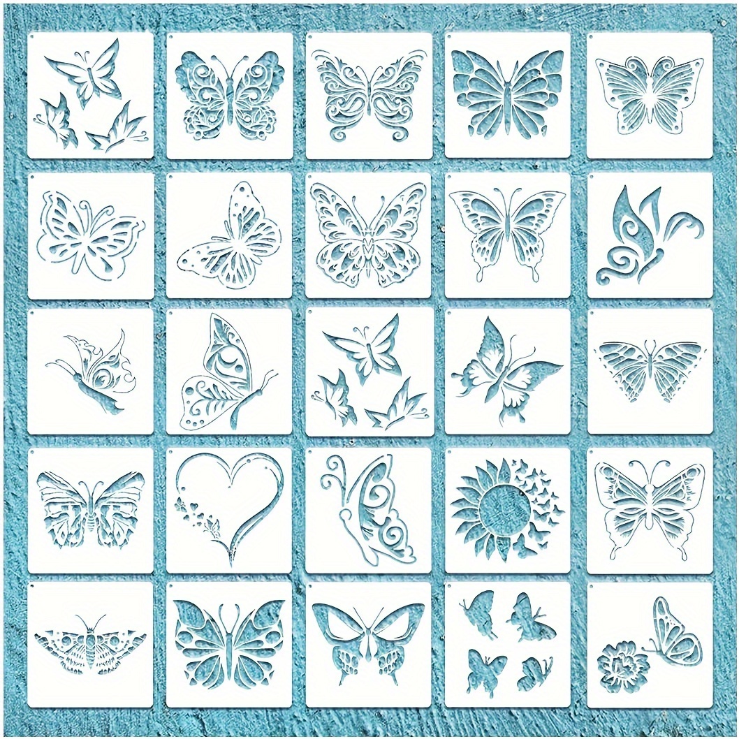 2 Armour Etch Over N Over Reusable Glass Etching Stencils Set, Hummingbird, Butterfly Themed Stencil