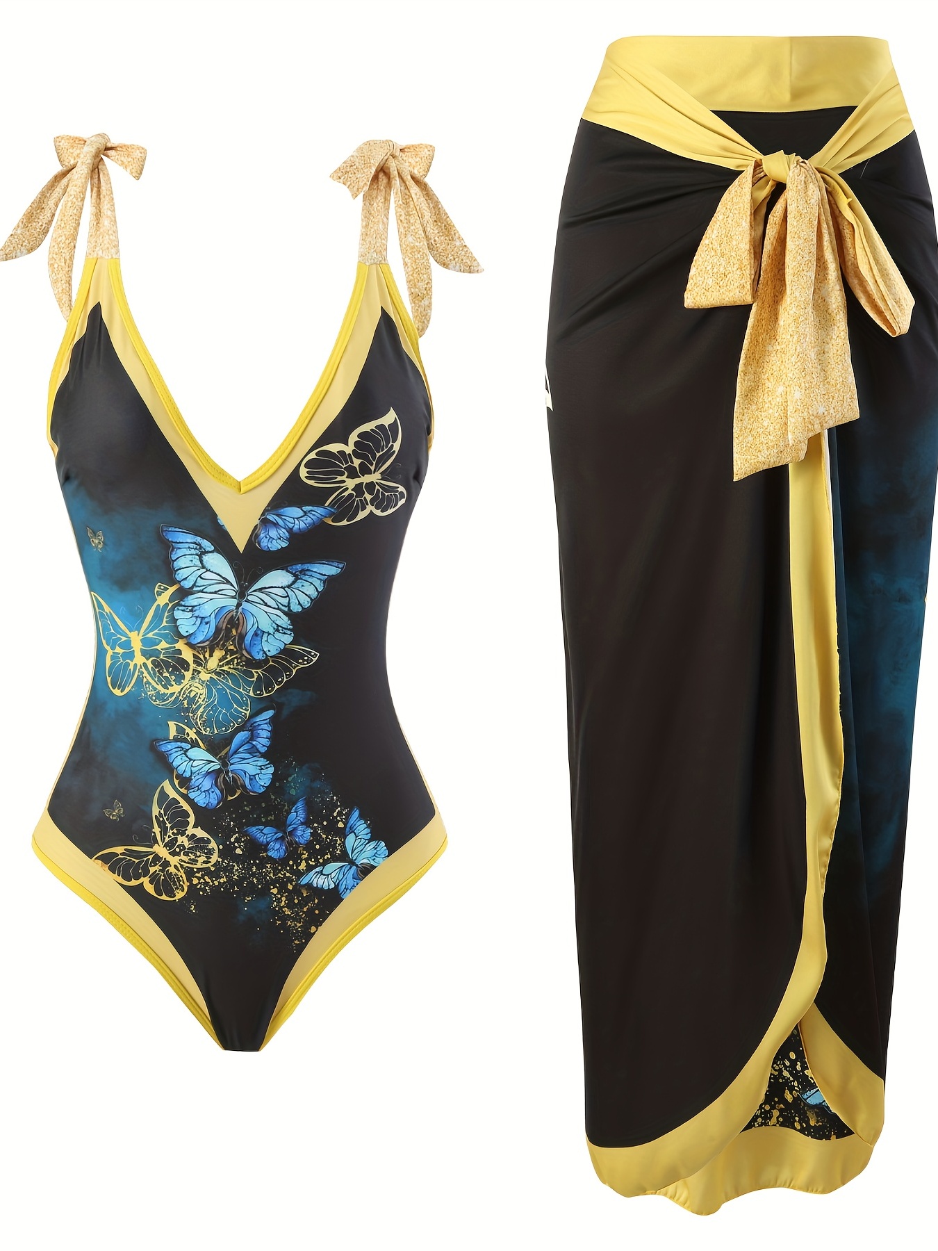 Glitter Star Print Tie Shoulder Bathing Suit Tie - Temu Canada