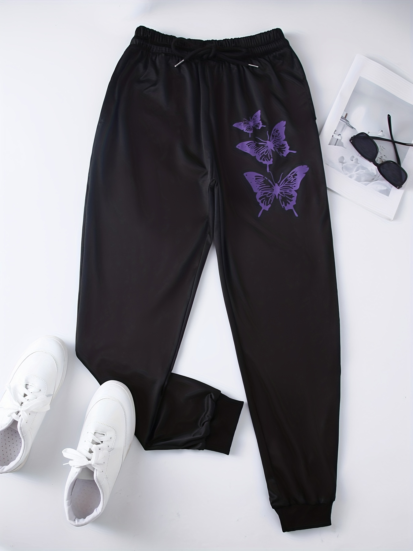 Black sweatpants with discount butterflies