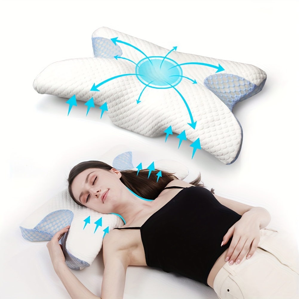  Belly Sleep Belly Pillow for Stomach & Back Sleeper - Thin,  Flat, & Ergonomic Pillows for Sleeping and Cervical Neck Alignment -  Cooling Gel Memory Foam Pillow with Cover - Stomach