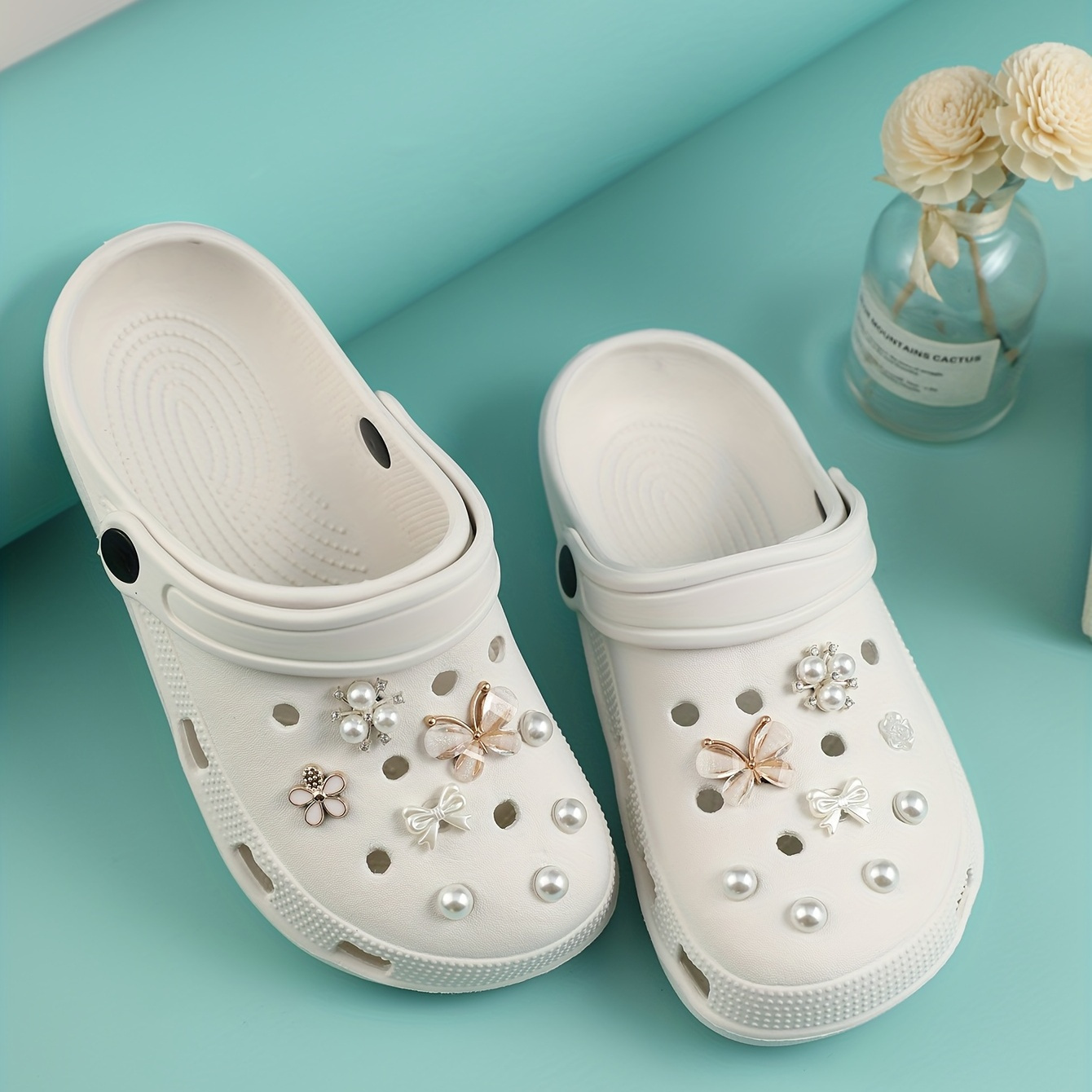 20pcs for Crocs accessories removable electroplated rhinestone bear for  garden shoes beach shoes sandals decorative buckle