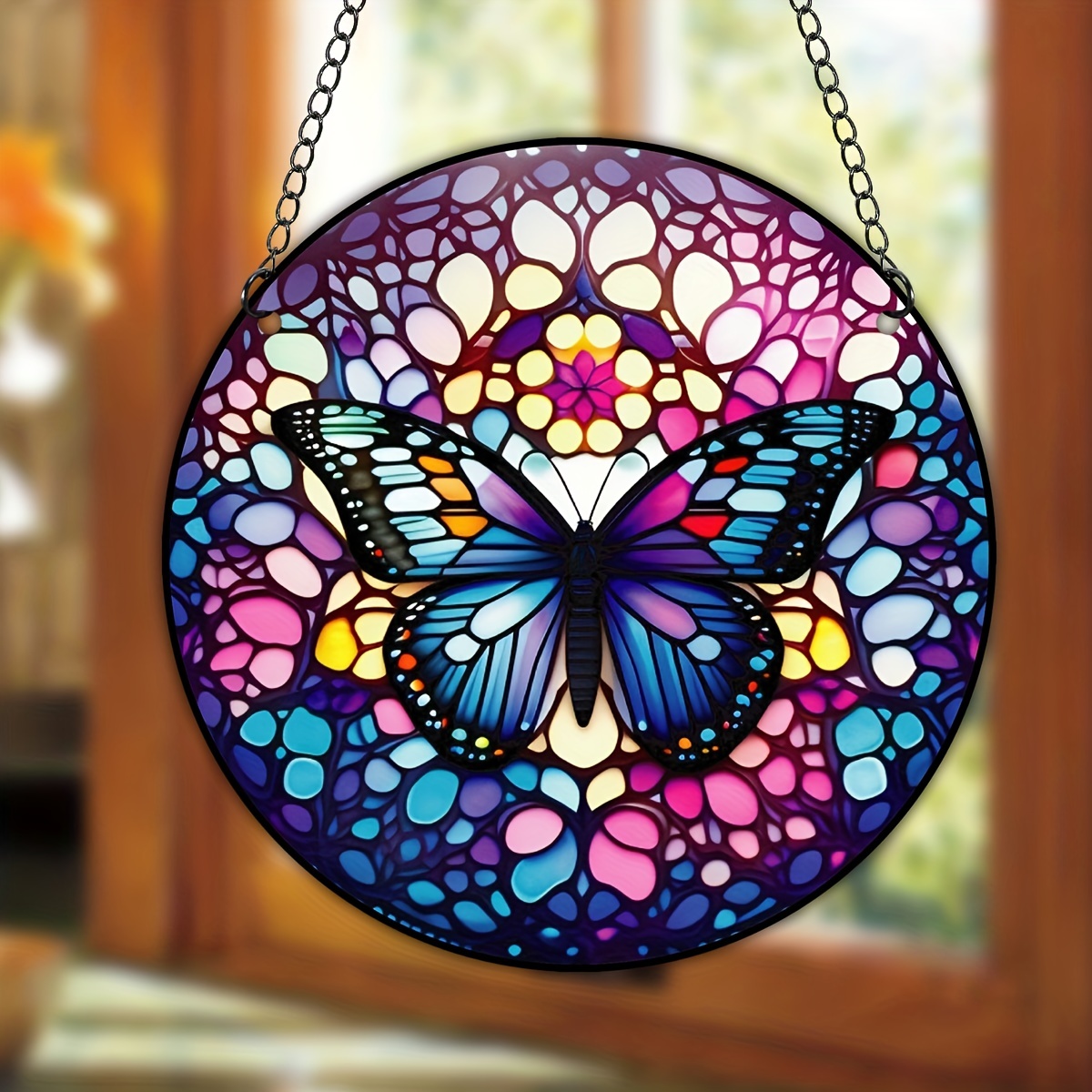 3D Metal Monarch Butterfly Wall Art, Stained Glass Hanging Butterfly Window  Craft Decorations 