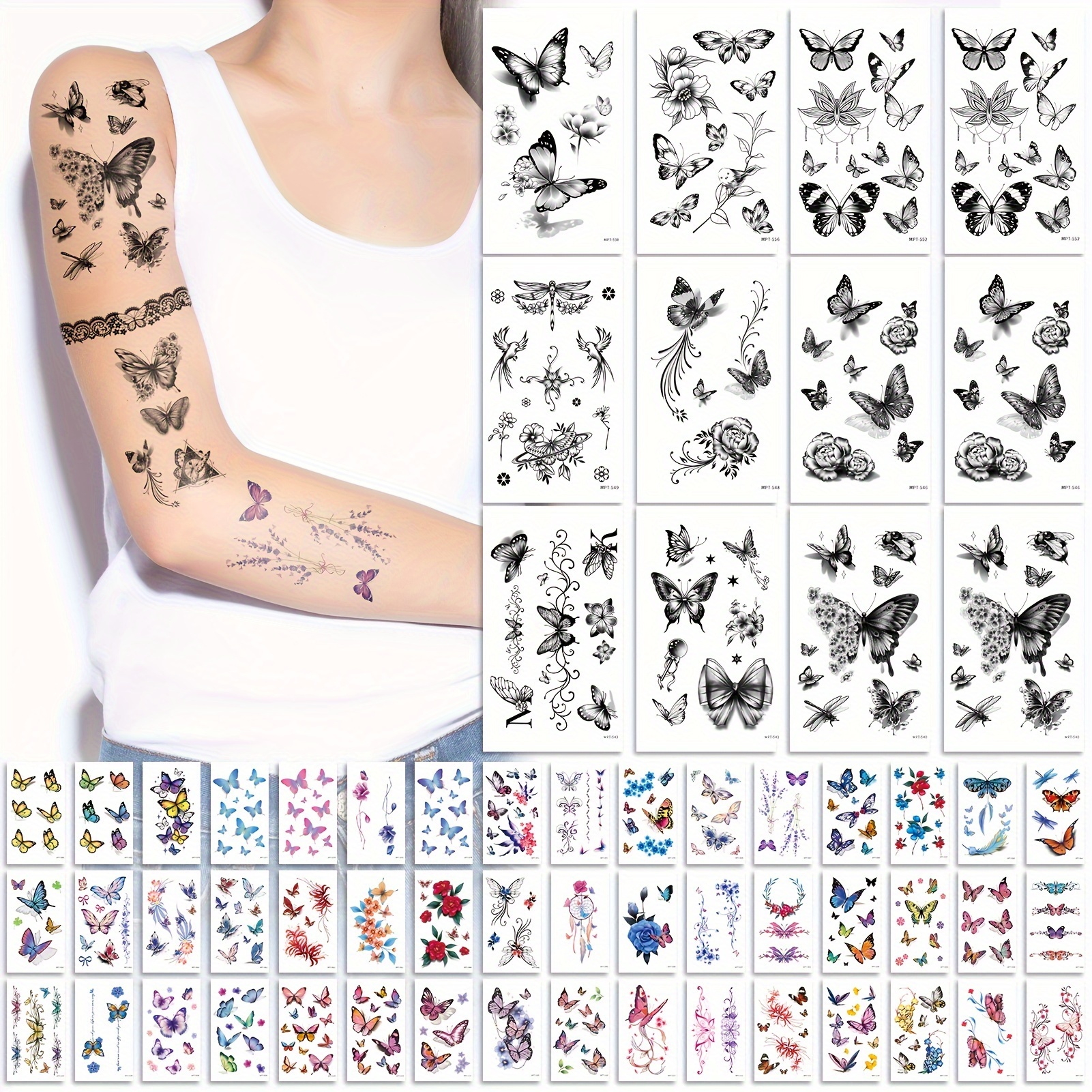 Temporary Tattoo Marker Pens, 10 Body Markers, Butterfly Temporary