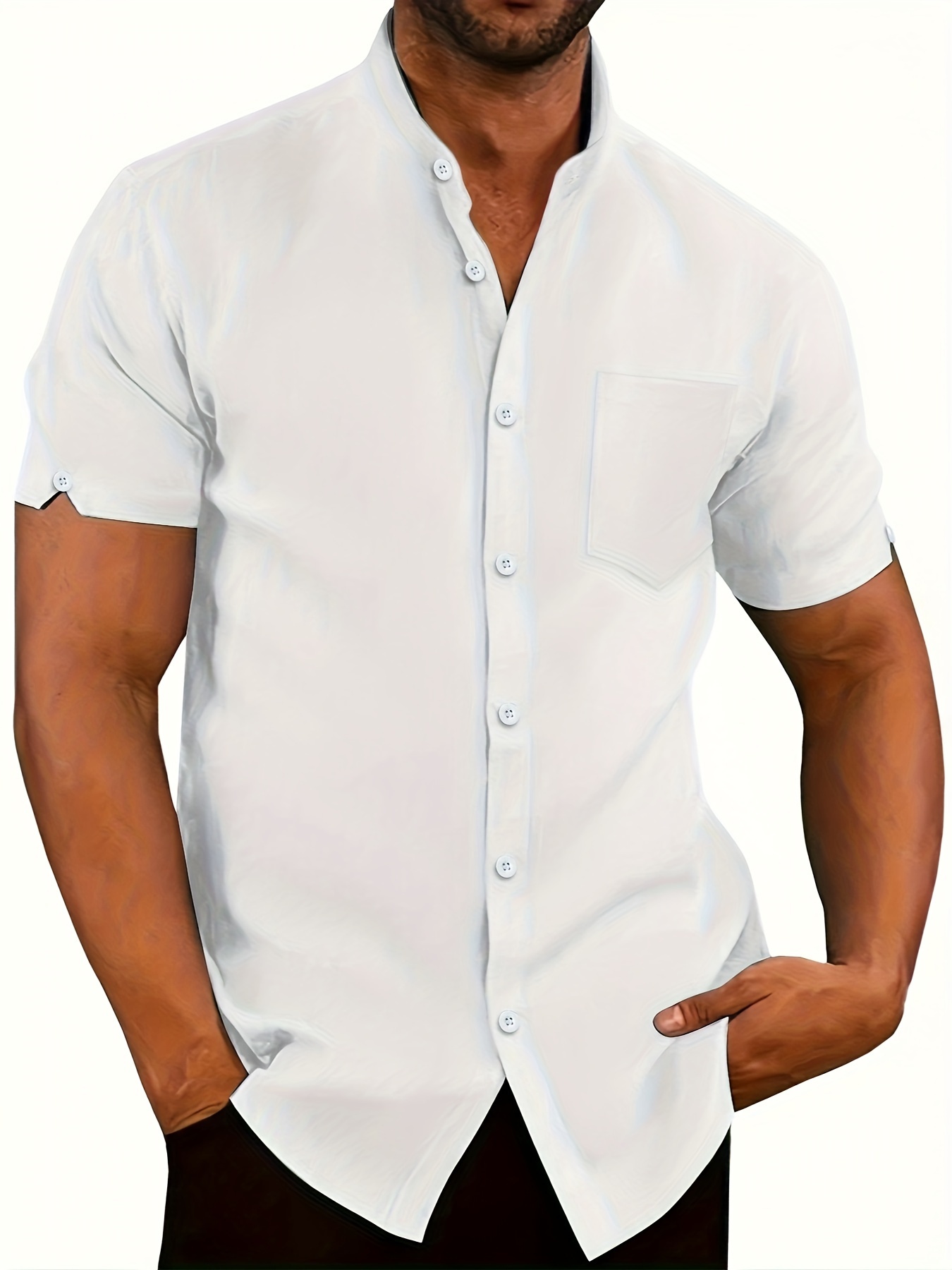 Camiseta a rayas blancas y negras para hombre, manga corta, cuello redondo,  camisetas novedosas, Blanco