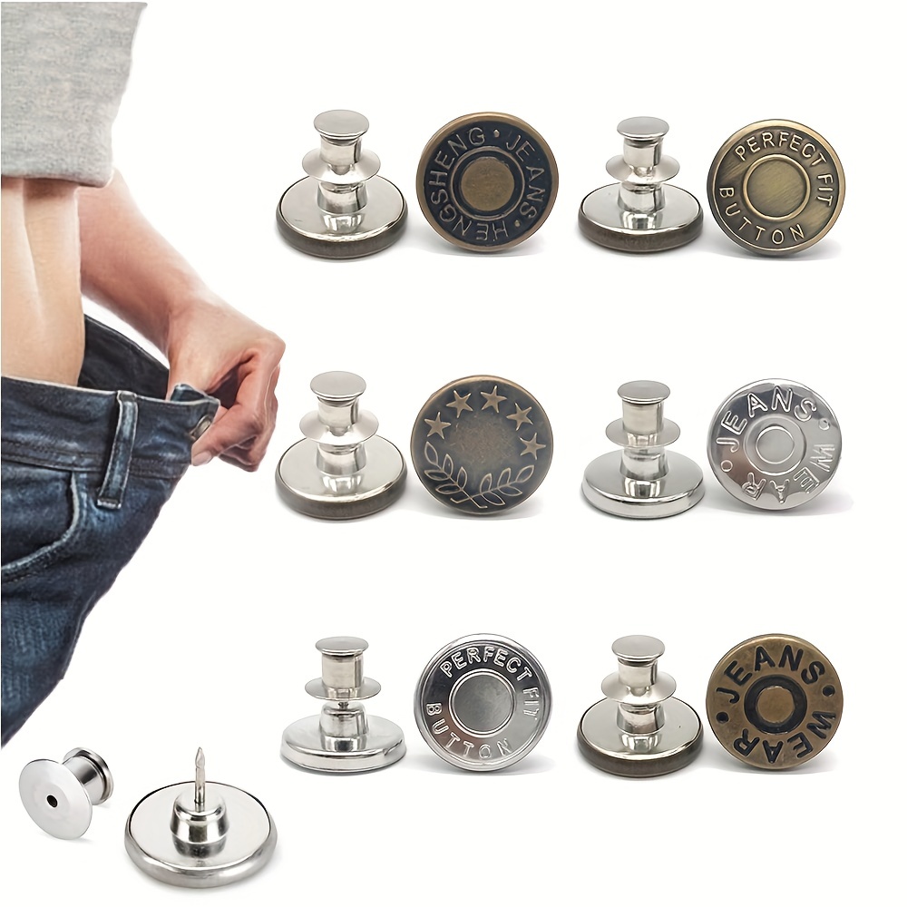 17mm No-Sew Jeans Wear Replacement Jean Buttons - Silver - Trimming Shop