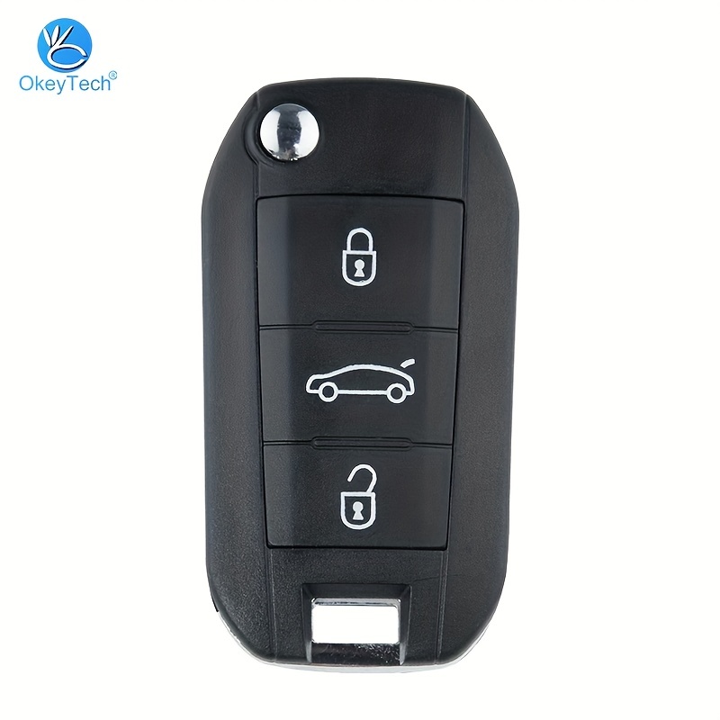 Applicable To Dongfeng Peugeot Key Cover 308 207 301 408 508 Car 3008 Shell  2008 Logo Buckle Logo Smart A- Black Single Case + Keychain