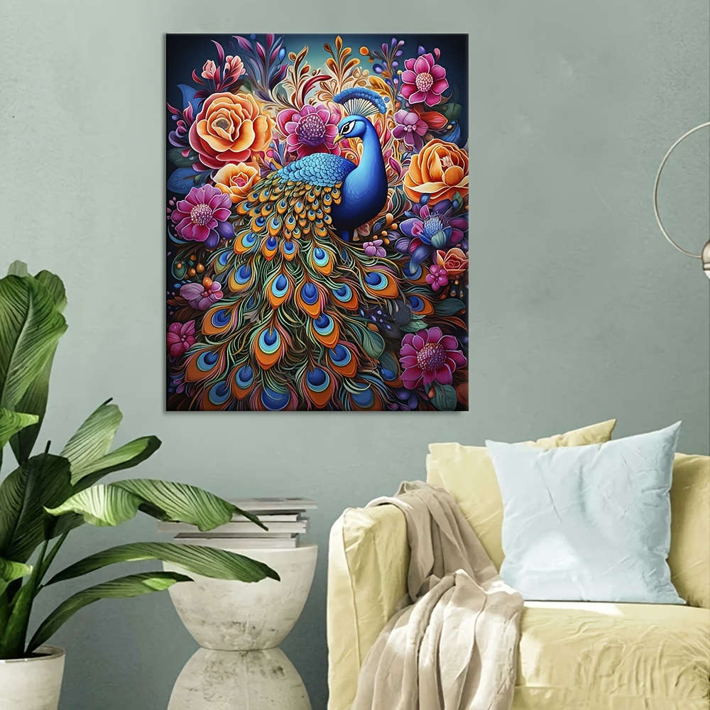 Golden Peacock Leaf Wall Art Canvas Painting Elegant Poster - Temu