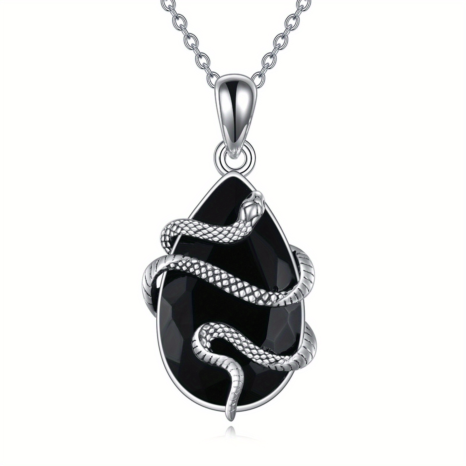 Image of Flexible Snake Pendant Necklace Made Of 925 Sterling Silver With And, Designed For Spiritual And Protection, Perfect Gifts For Women And