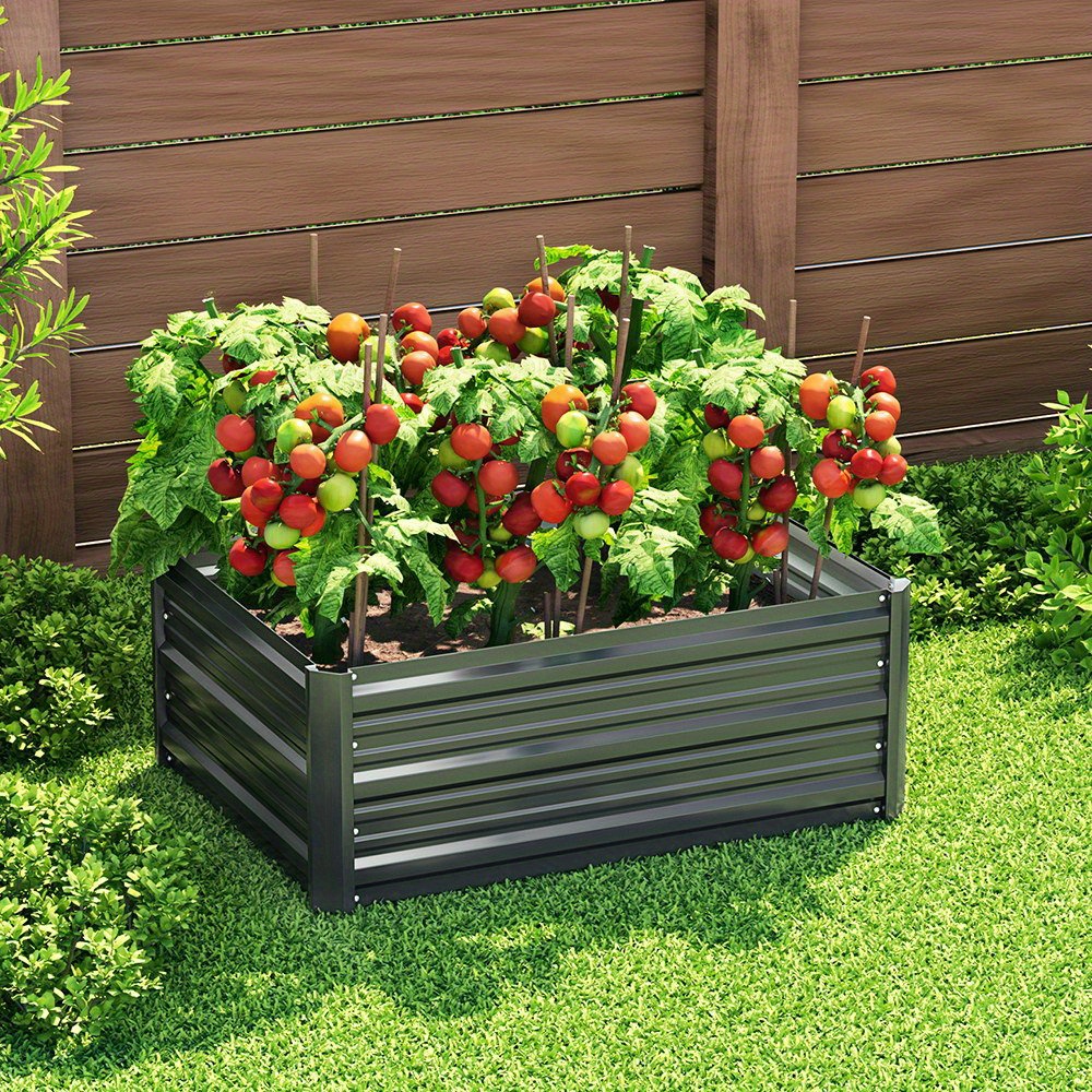 TEMU Festival Gift - Modern Raised Garden Bed - 80x60x30cm Galvanized Steel Planter Box With Sturdy Metal Frame, Rounded Edges & Extra Stability For