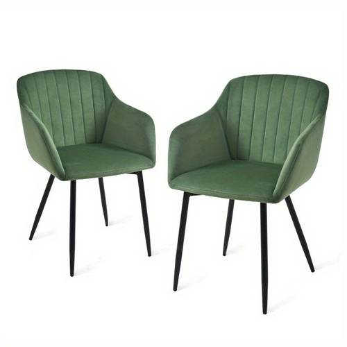 set of 2 upholstered dining chairs with armrests and base minimalist style chairs for living room kitchen and bedroom