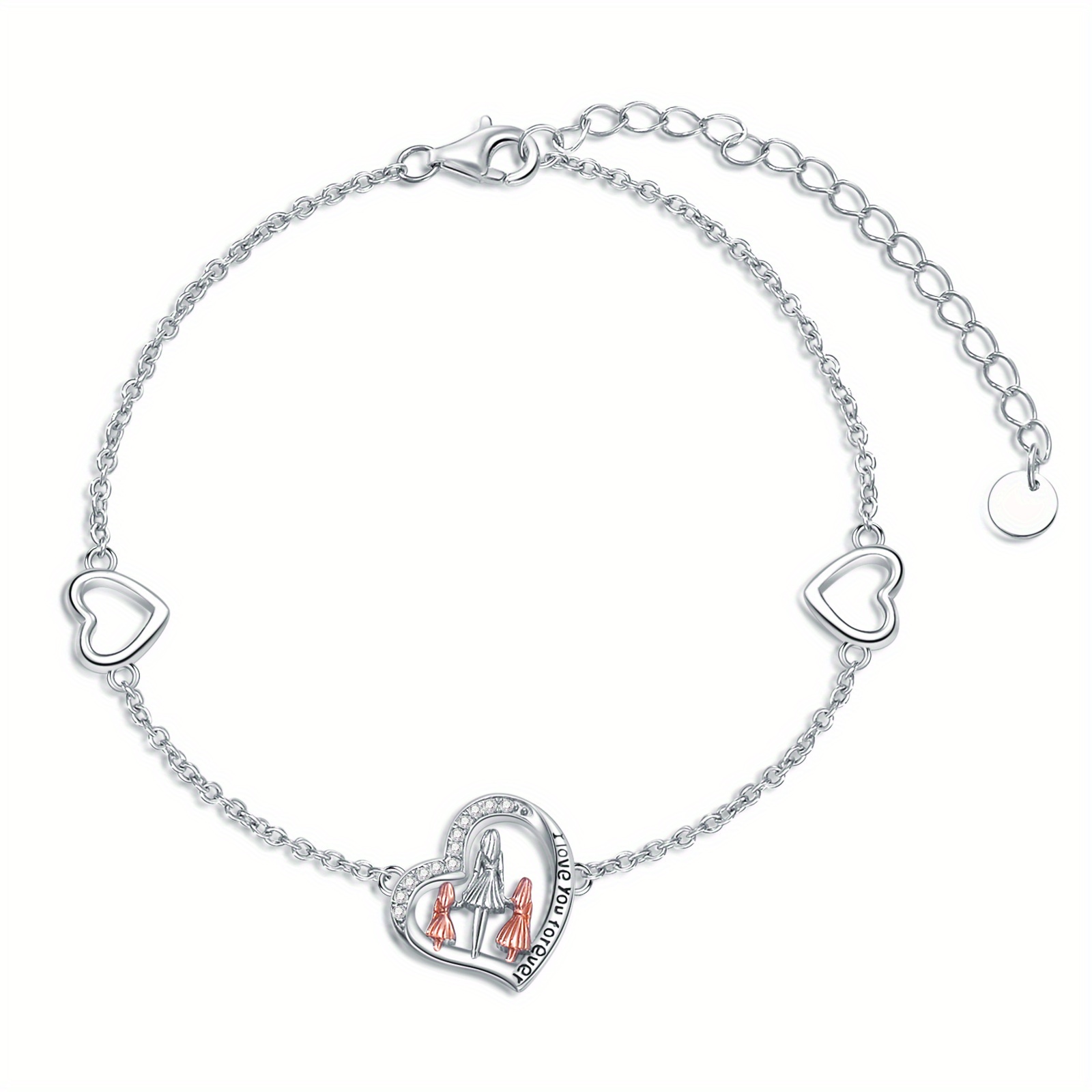 Image of Mother Daughter Bracelet 925 Sterling Silver Daughter Bracelet Jewelry Gifts For Women Girls