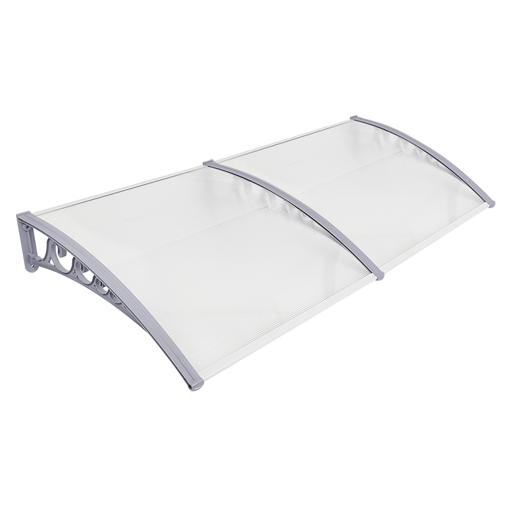 TEMU Front Door Awning, Heavy-duty Polycarbonate Canopy, Suitable For Garages, Windows, And Patio Awnings, With Pp Plastic Brackets, Gray And White -