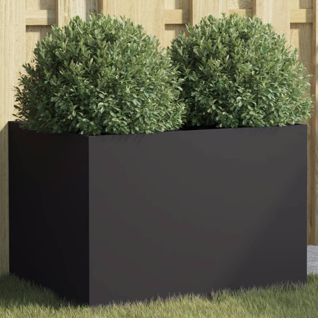 Black Steel Planter - Durable Outdoor Garden Pot, 24"x18.5"x18", Lawn Care & Gardening Tools