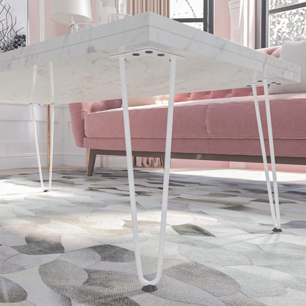 Set Of 4 41cm Diy Metal Table Legs, White Hairpin Legs, Suitable For Coffee Tables And Dining Tables