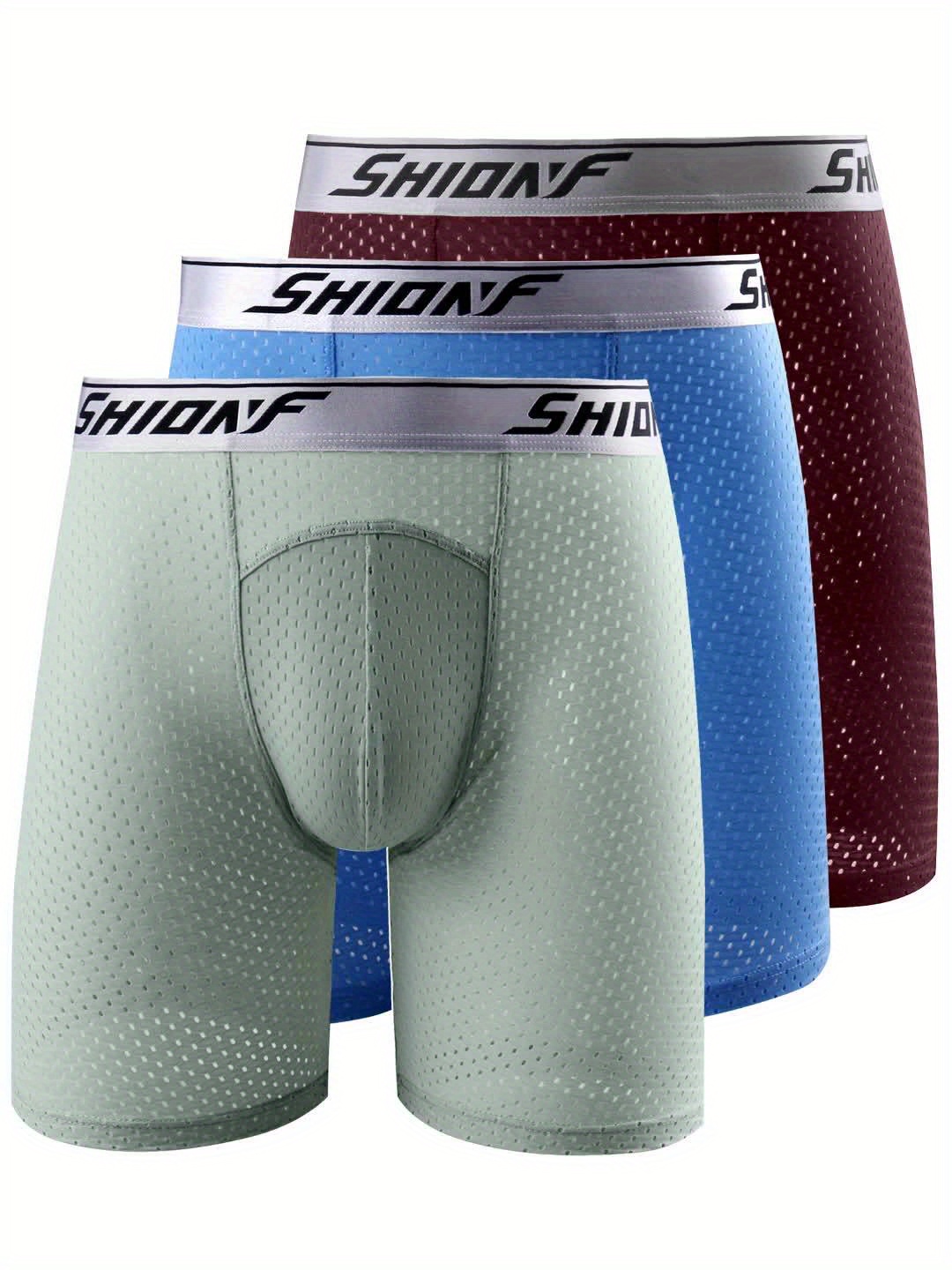 Plus Size Men's Mesh Anti-wear Nylon Comfy Boxer Briefs Underwear