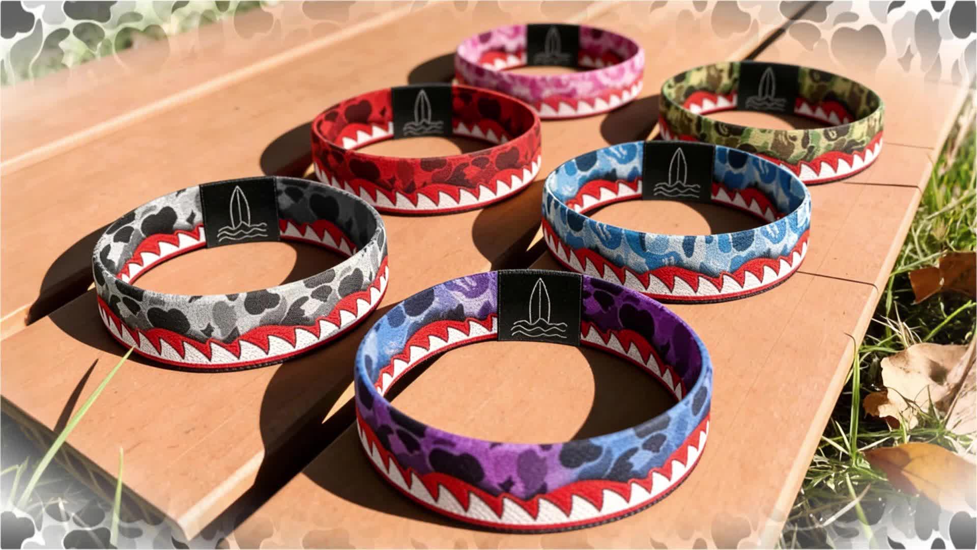 Ocean Shark Camouflage Print Stretch Surfing Wristband Set