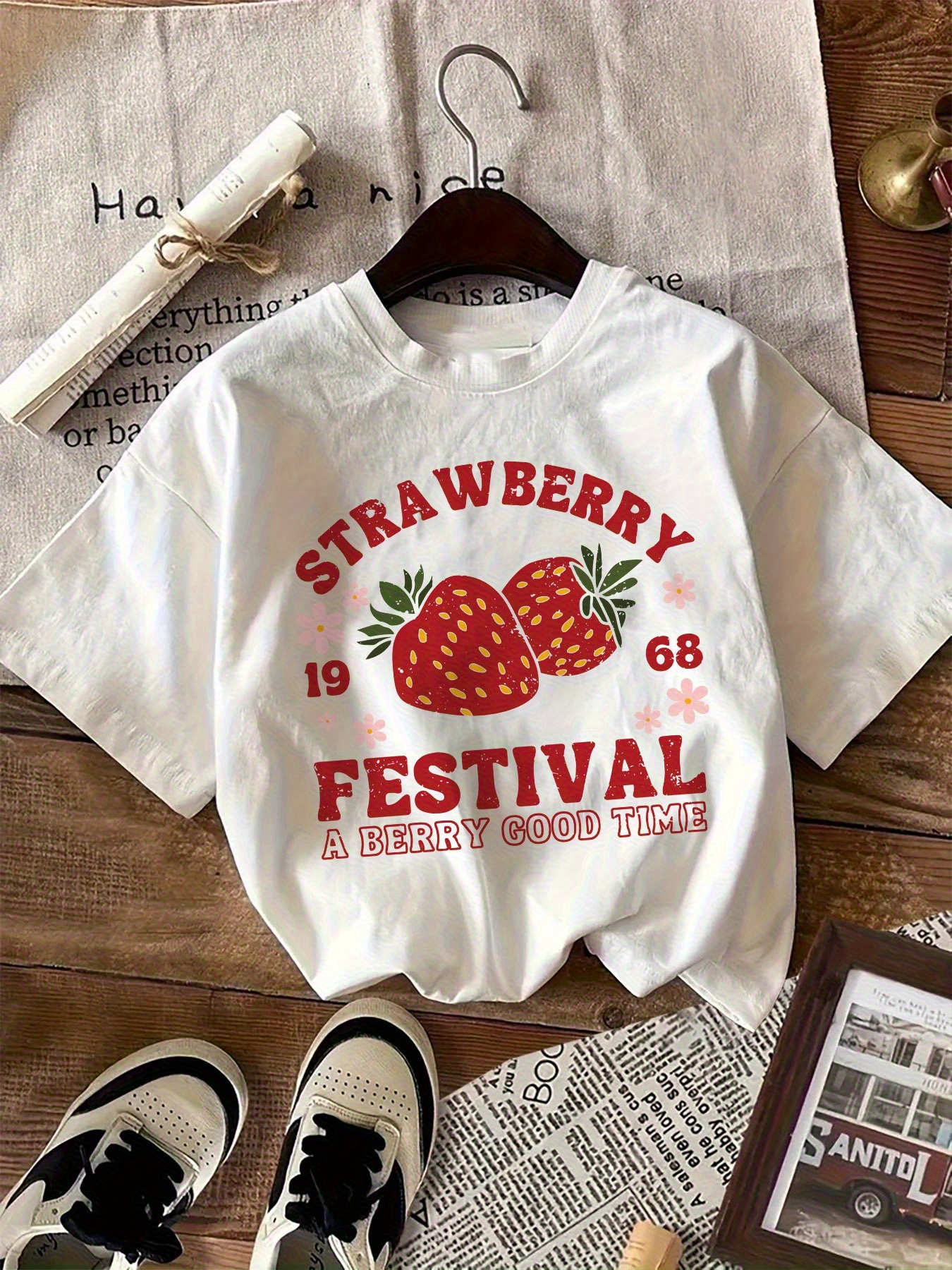 strawberry shirt sold on Temu United States