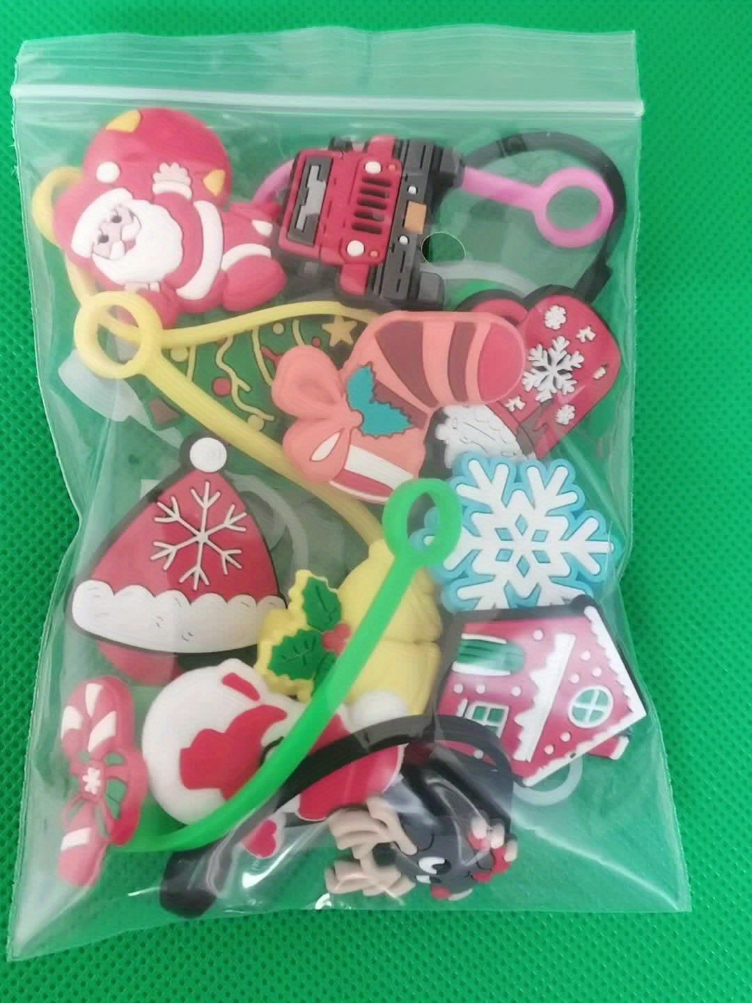 12pcs Christmas Silicone Straw Cover Reusable Straw Plug for Cup AC