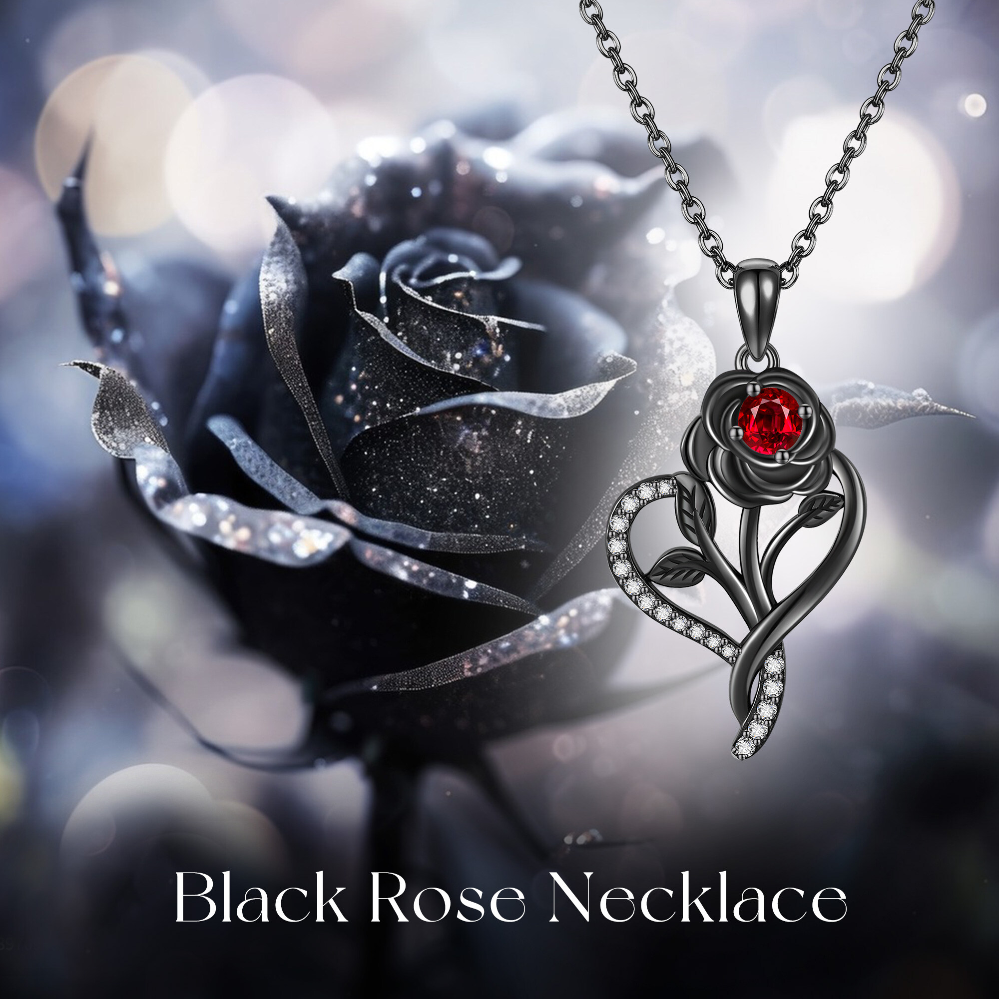 925 Sterling Silvery Rose Necklace - Gothic Style, Exquisite Retro, High-end Niche Design, Unisex, Christmas Accessory, Hypoallergenic