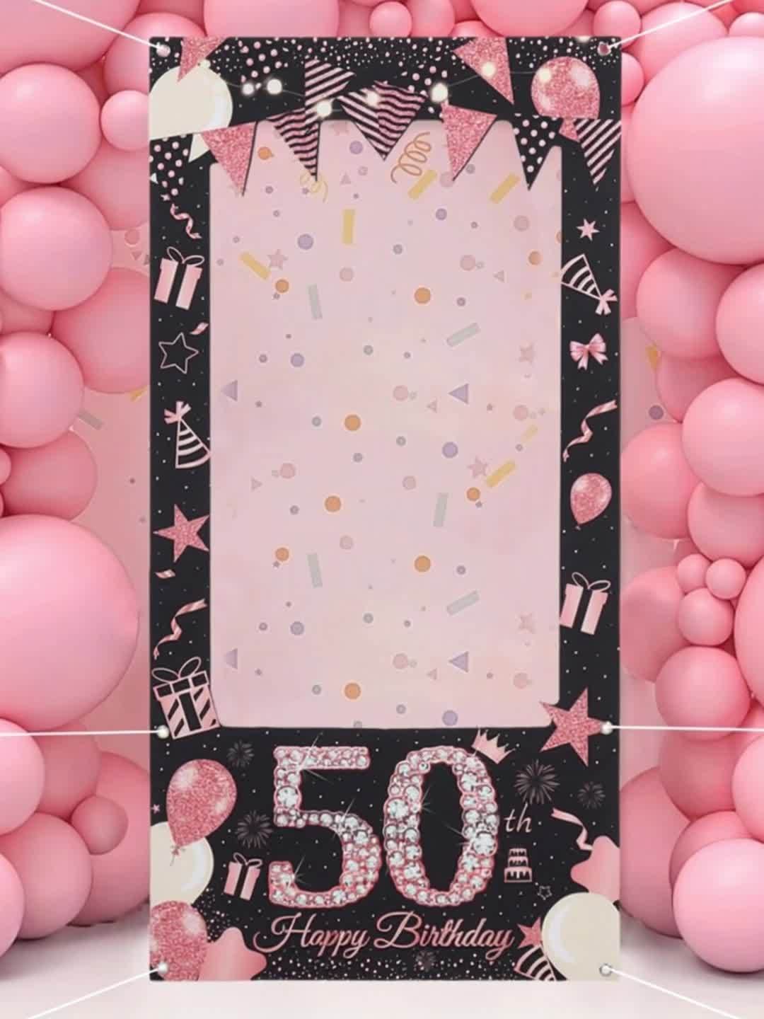 Striscione Olografico Rosa 2,7m Per 65° Compleanno - OakTree, Scritta Happy 65th Birthday, Tagliabile In 3 Pezzi - 6