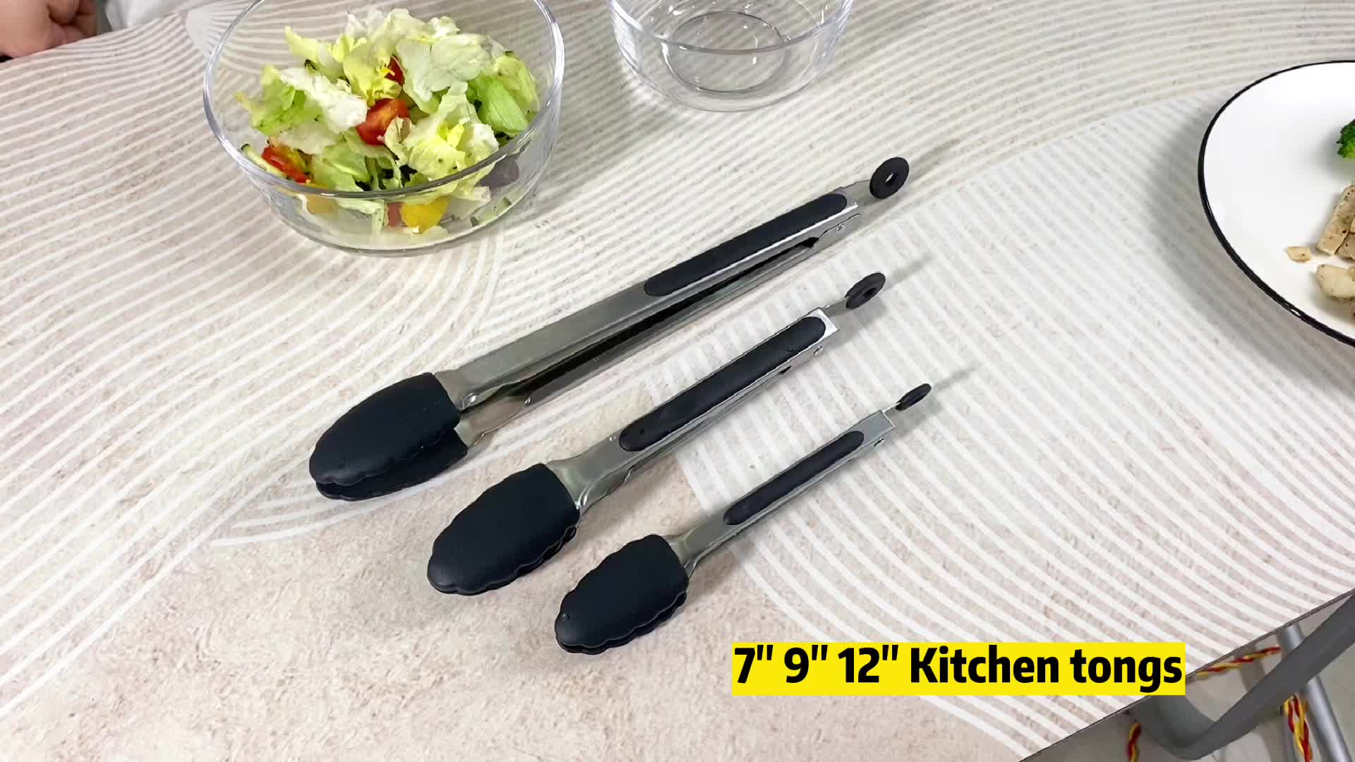 7 Inch Kitchen Tongs Silicone Tips Food Tongs for Air Fryer Liners