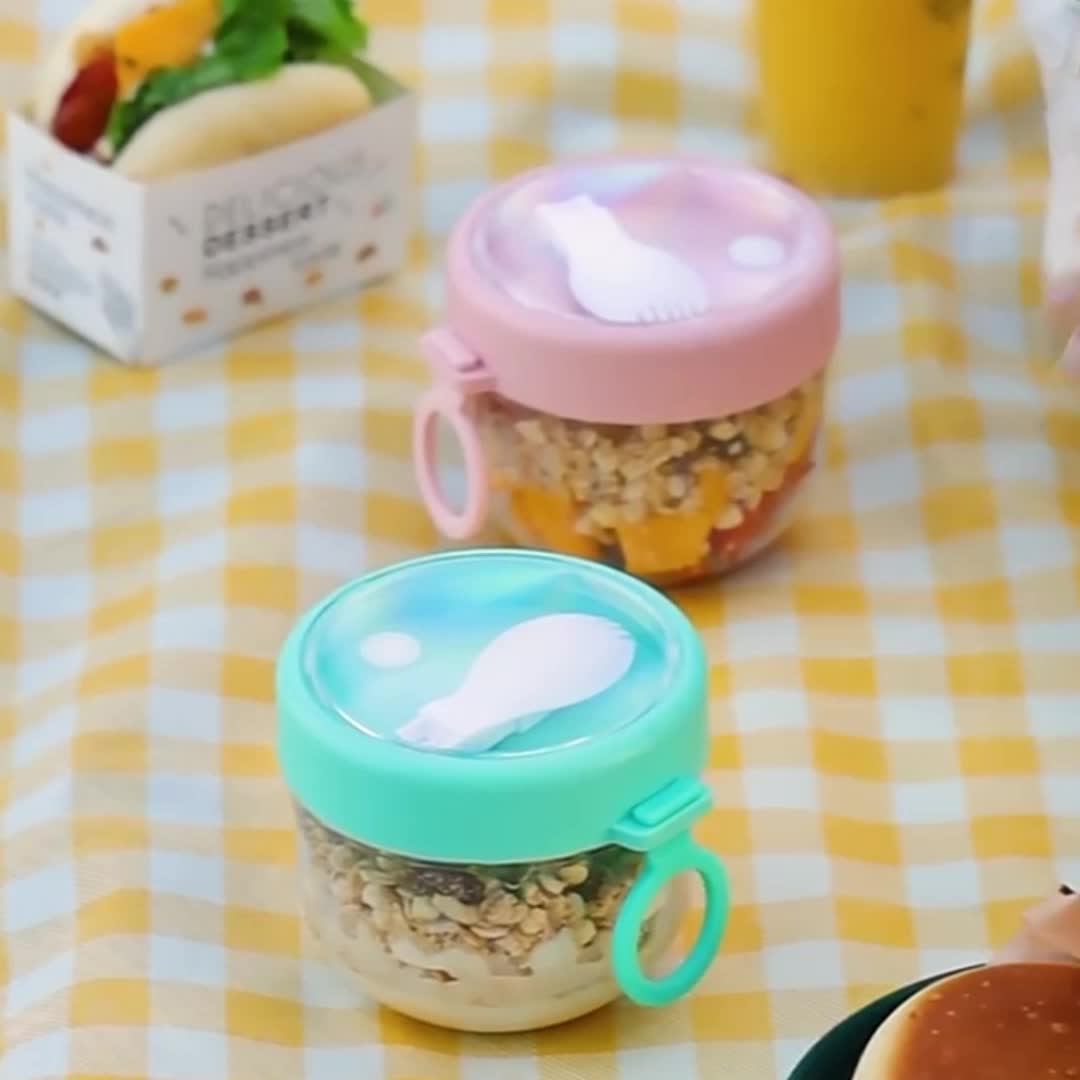 Salad Cup Overnight Oatmeal Cup With Lid And Spoon Sealing Portable  Breakfast Cup Yogurt Cereal Jar Soybean Milk Milk Cup - Temu